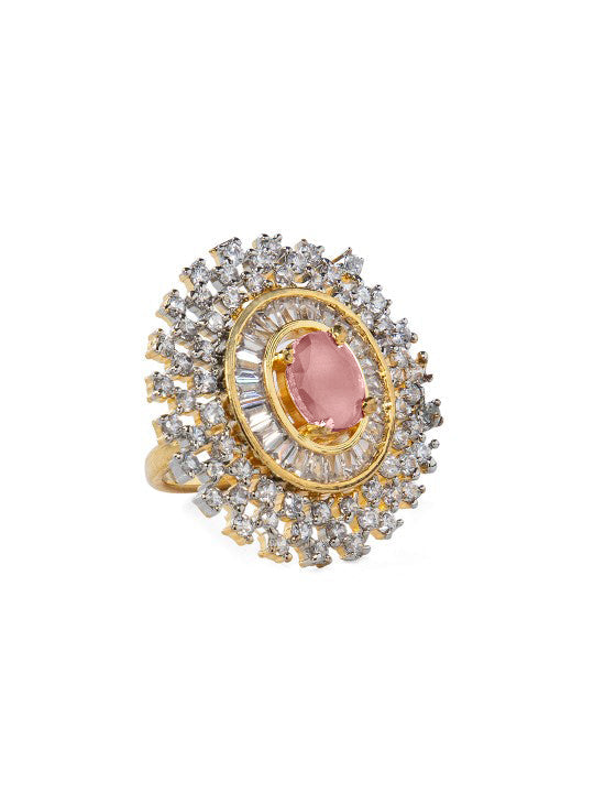 Pink Studded American Diamond Zirconia Ring