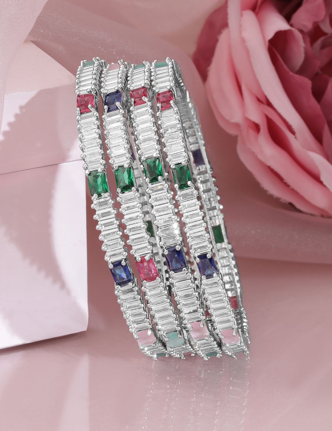 Chic Multicolour American Diamond Bangles