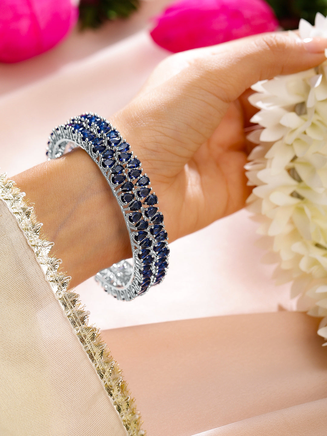 Rhodium Plated Pave Huggies