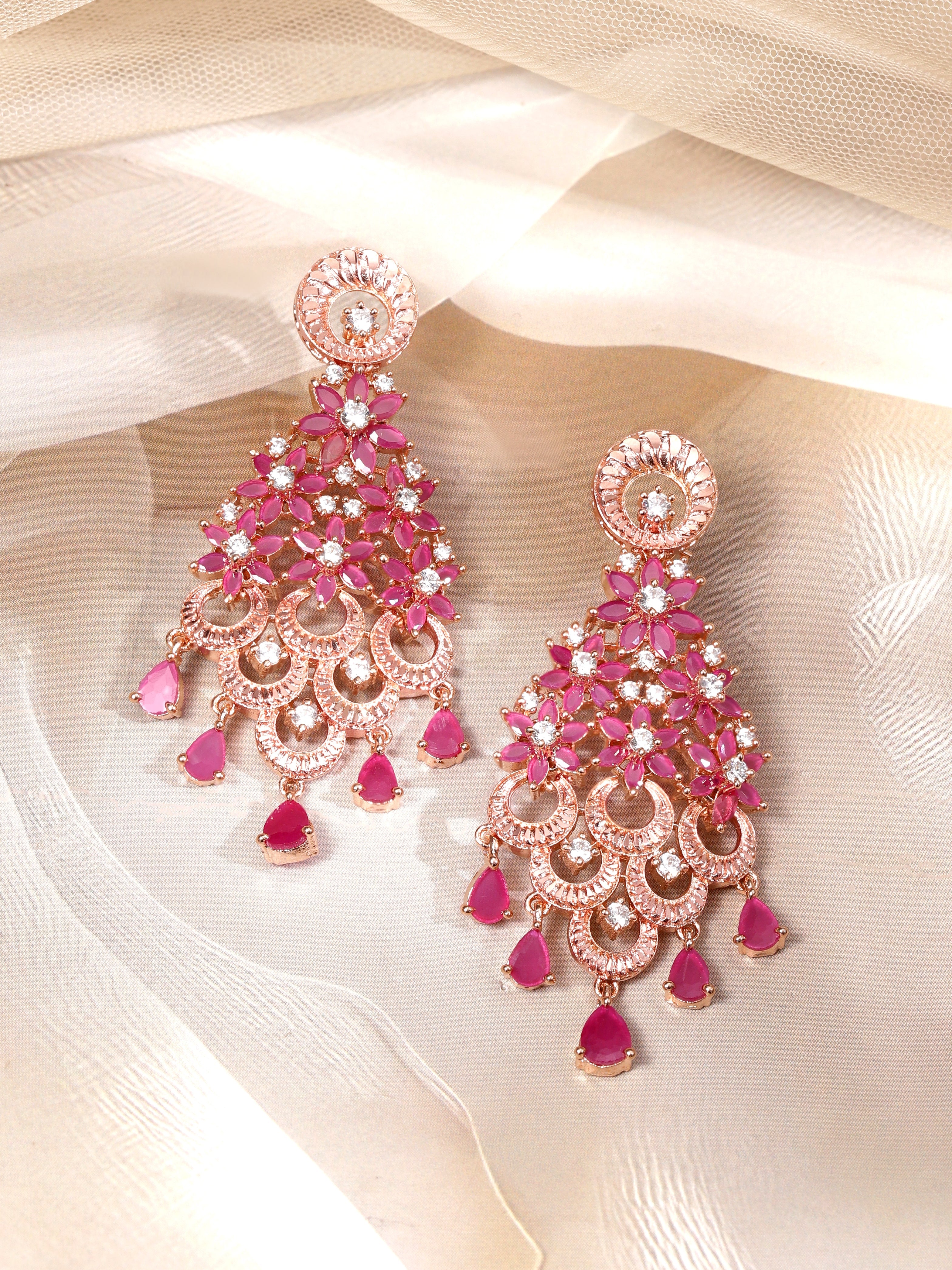 Royal Heritage Red American Diamond Zirconia Danglers