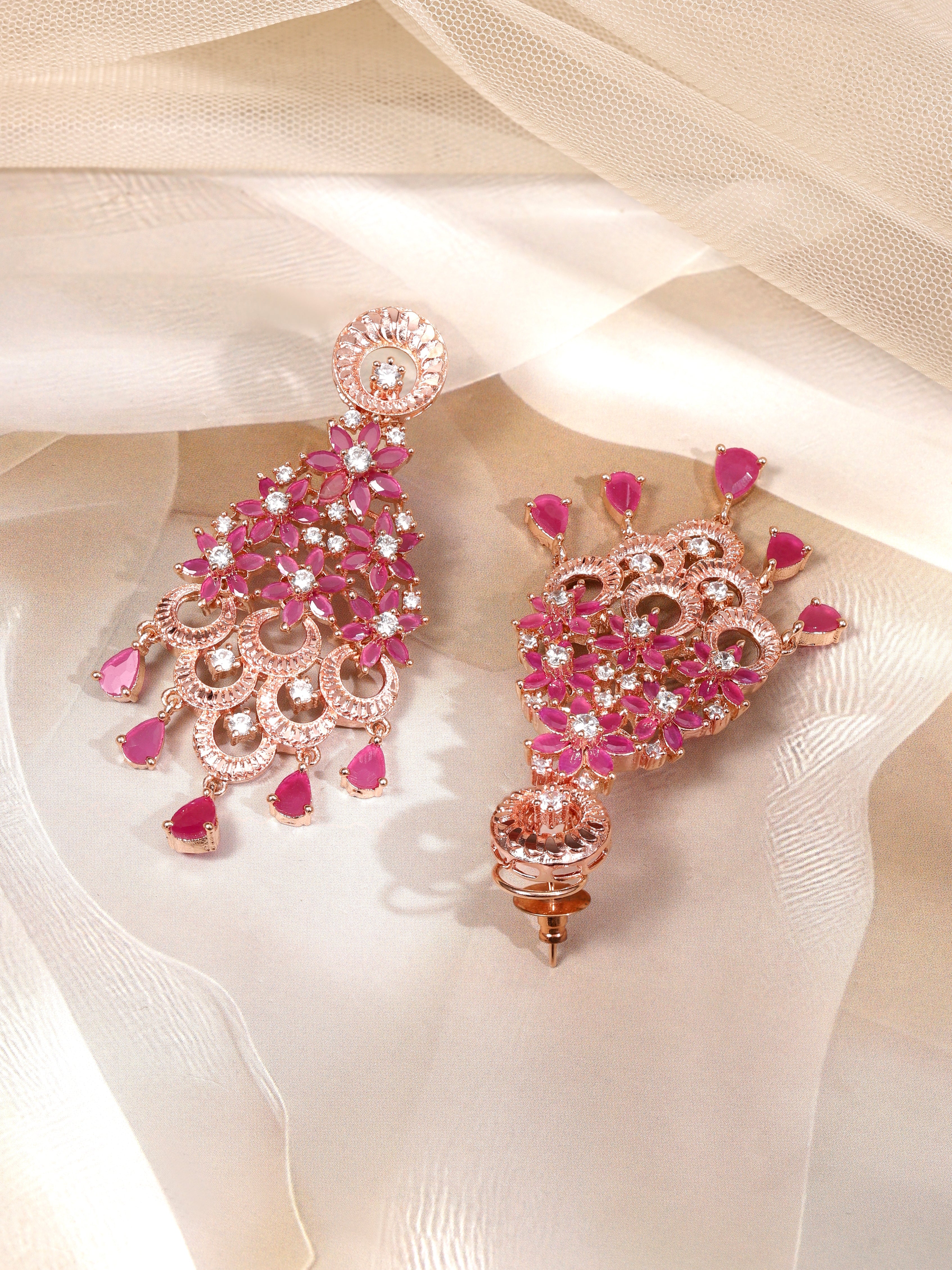 Royal Heritage Red American Diamond Zirconia Danglers