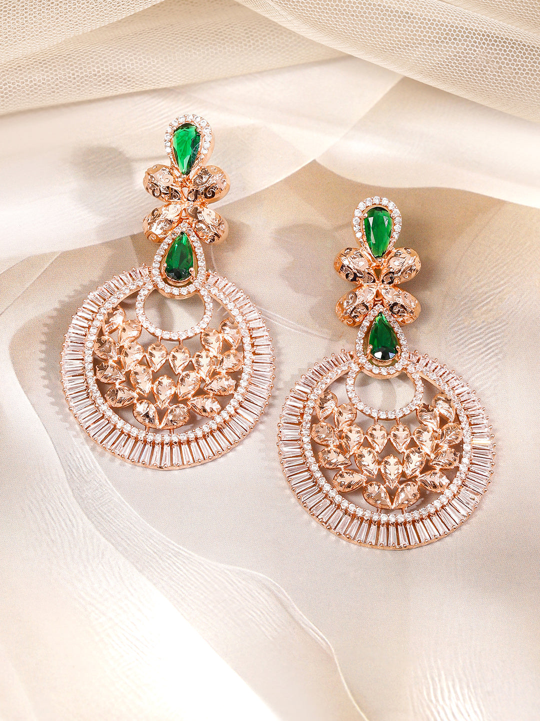 Luxe Artistic Green & white Danglers