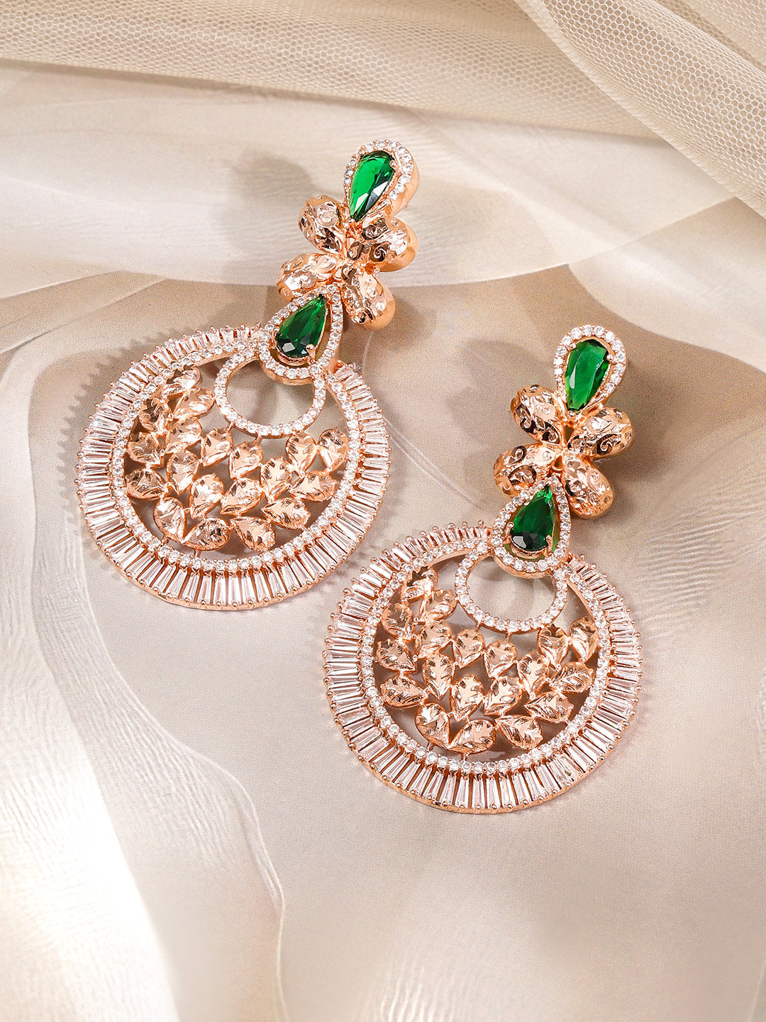 Luxe Artistic Green & white Danglers