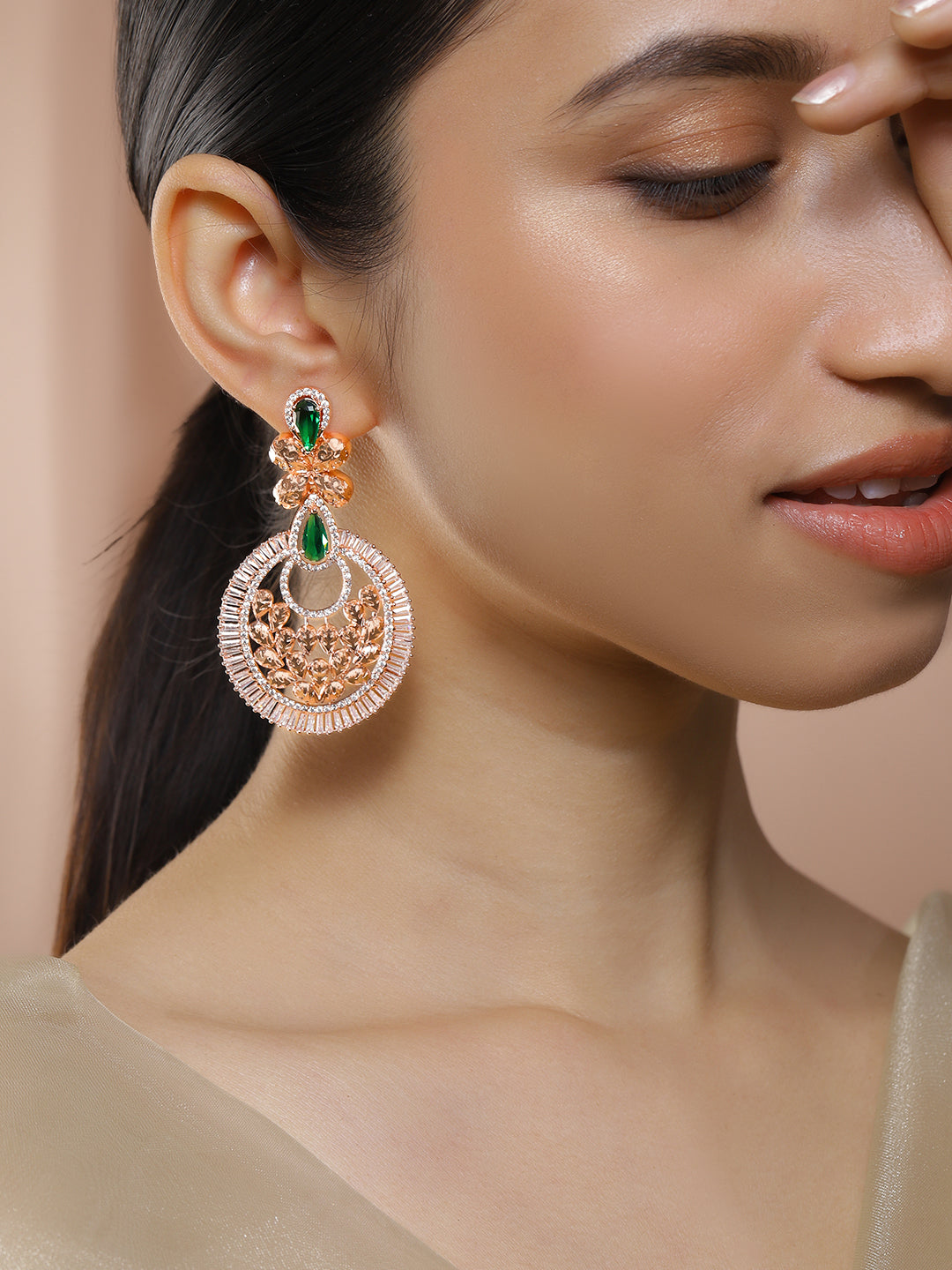 Luxe Artistic Green & white Danglers