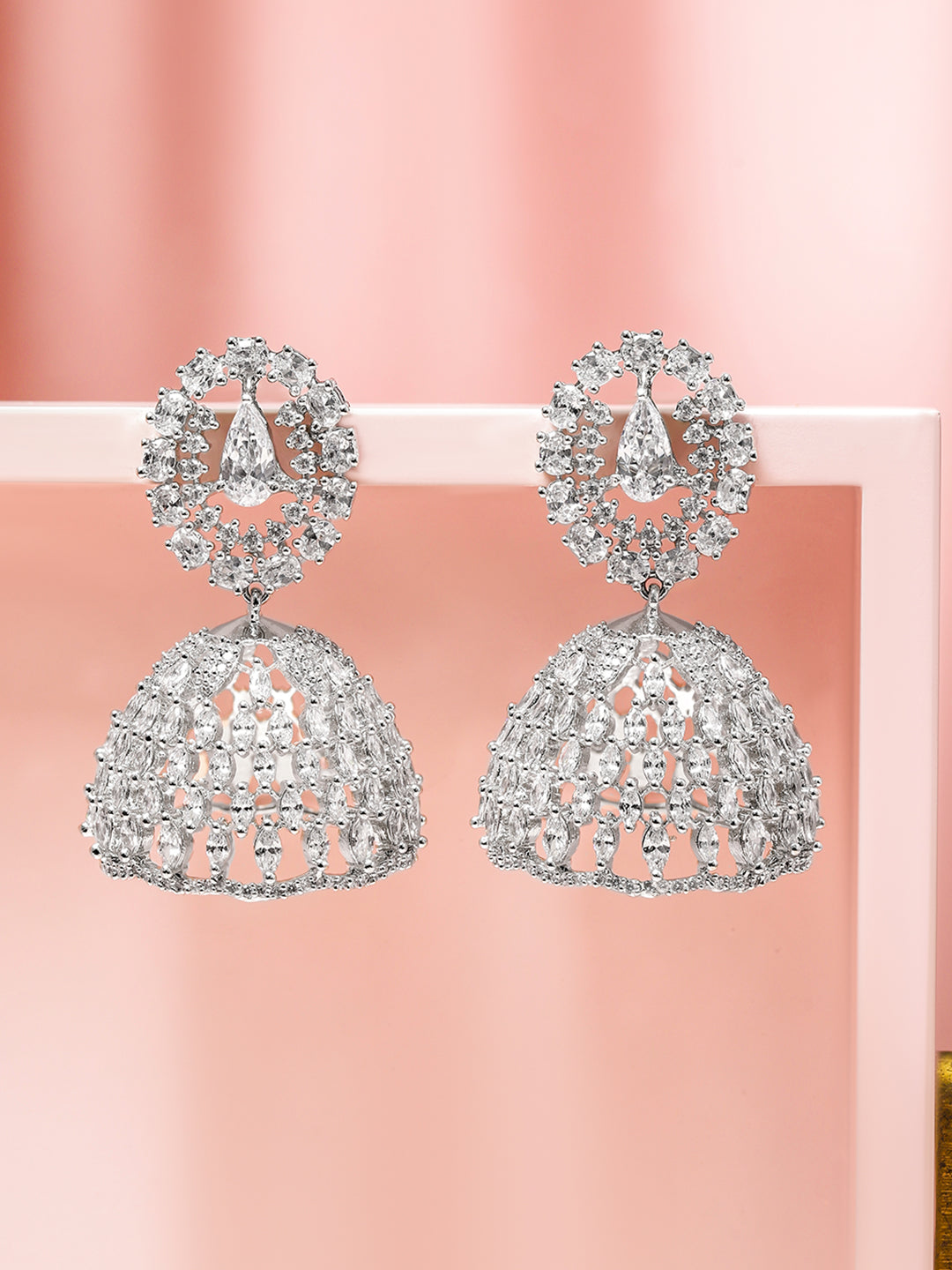 Dance of Sparkle & Tradition American Diamond Zirconia Jhumka