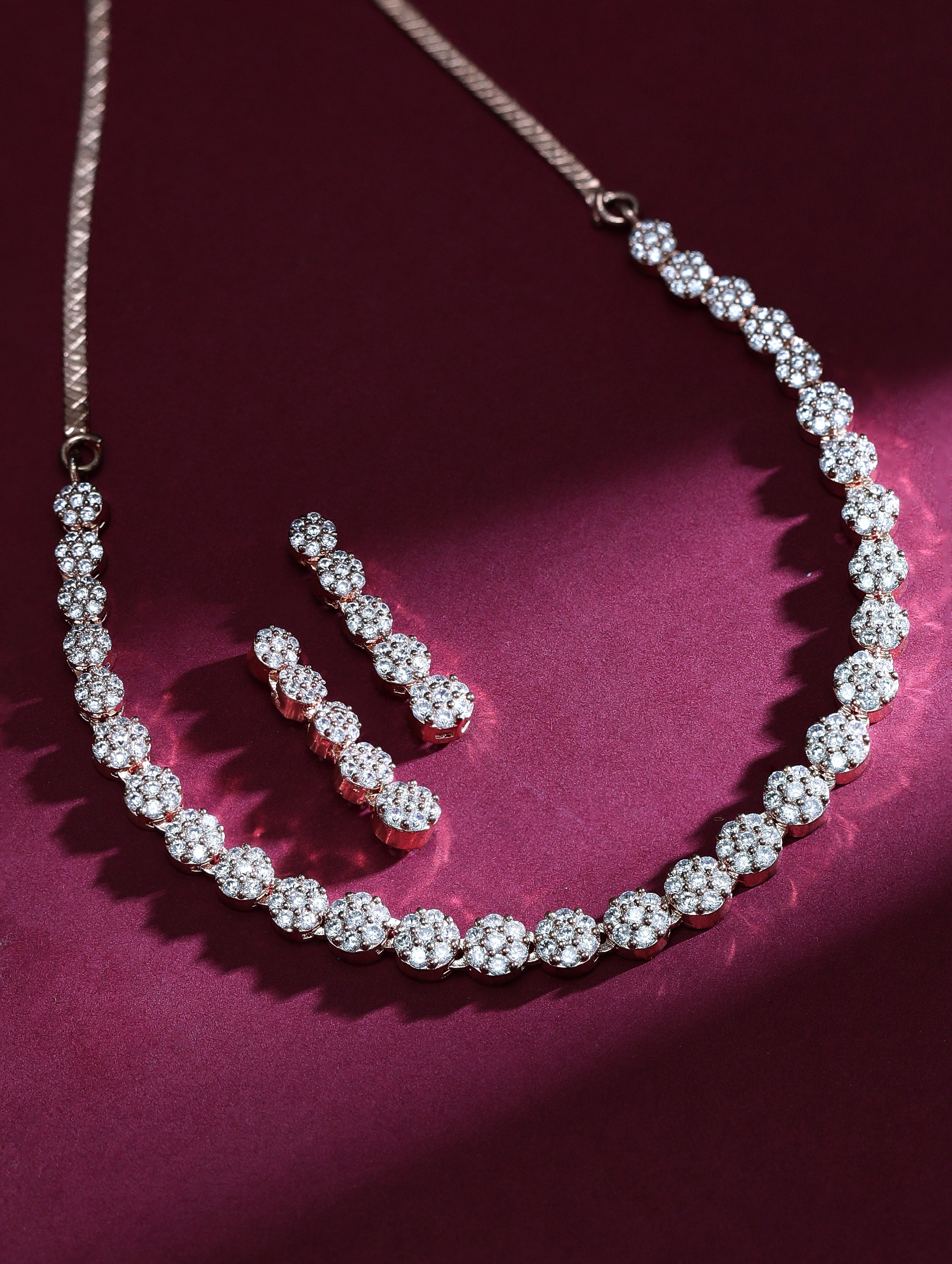 Wentra 22K Gold Polish AD Necklace set.