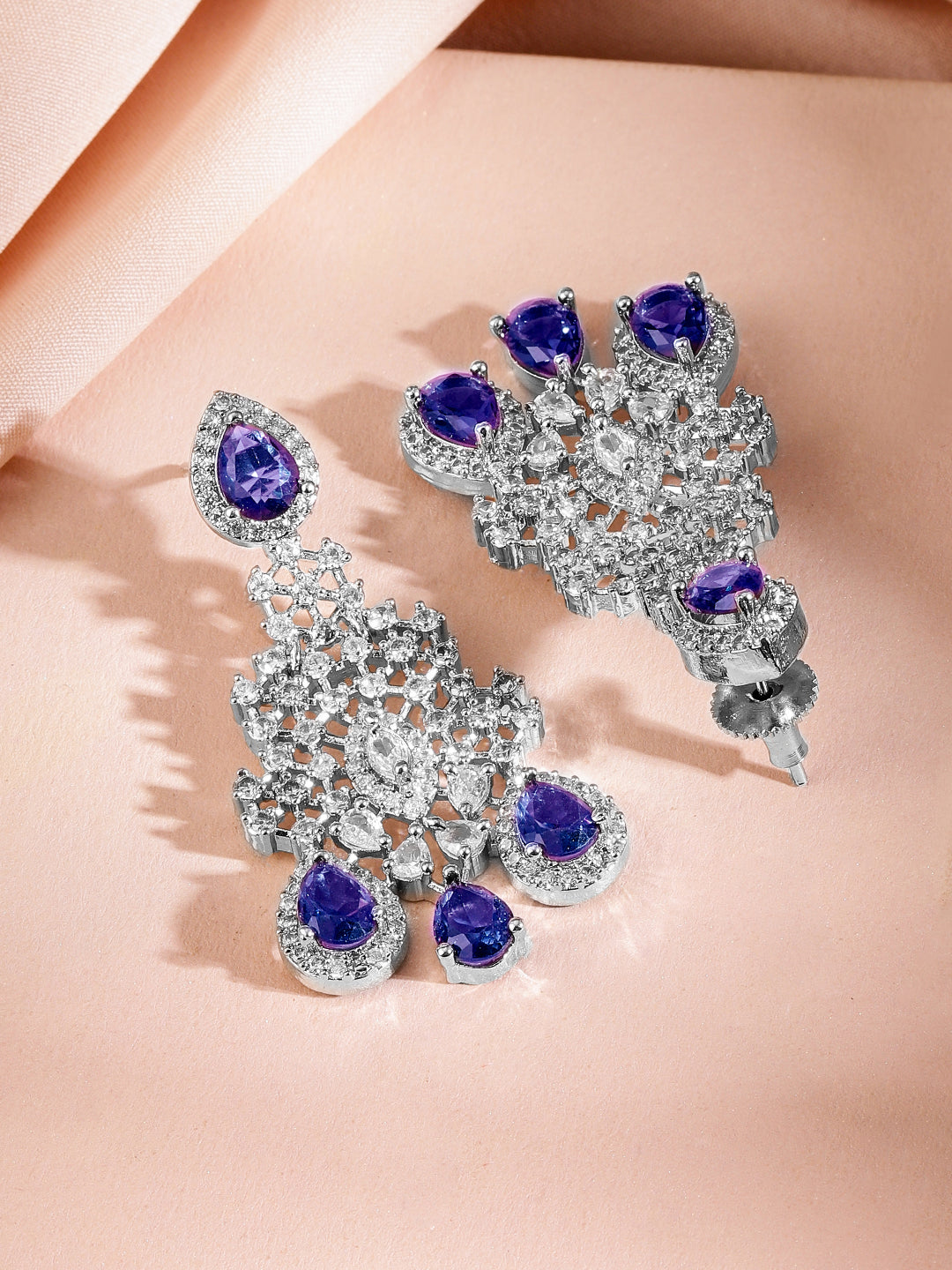 American Diamond Zirconia Blue Necklace Set