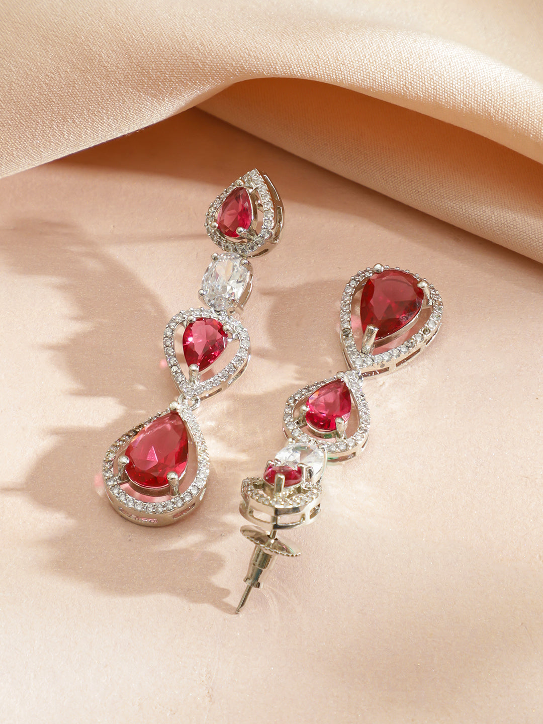 Ruby Drops American Diamond Zirconia Necklace Set