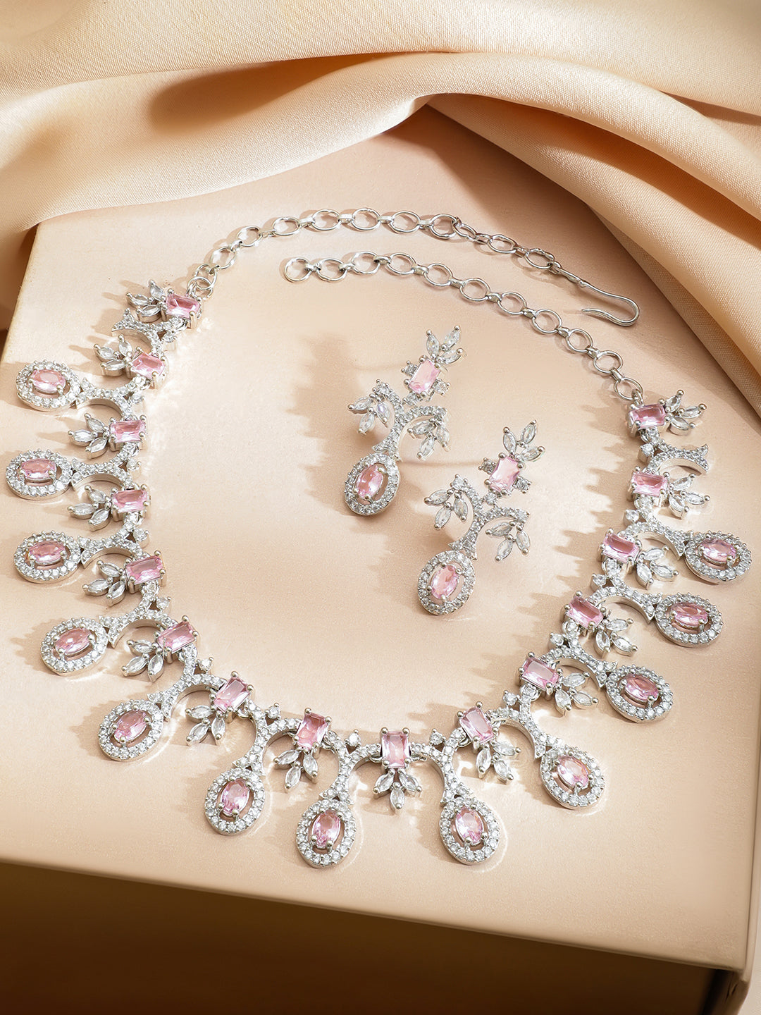 Pink Radiance American Diamond Zirconia Necklace Set