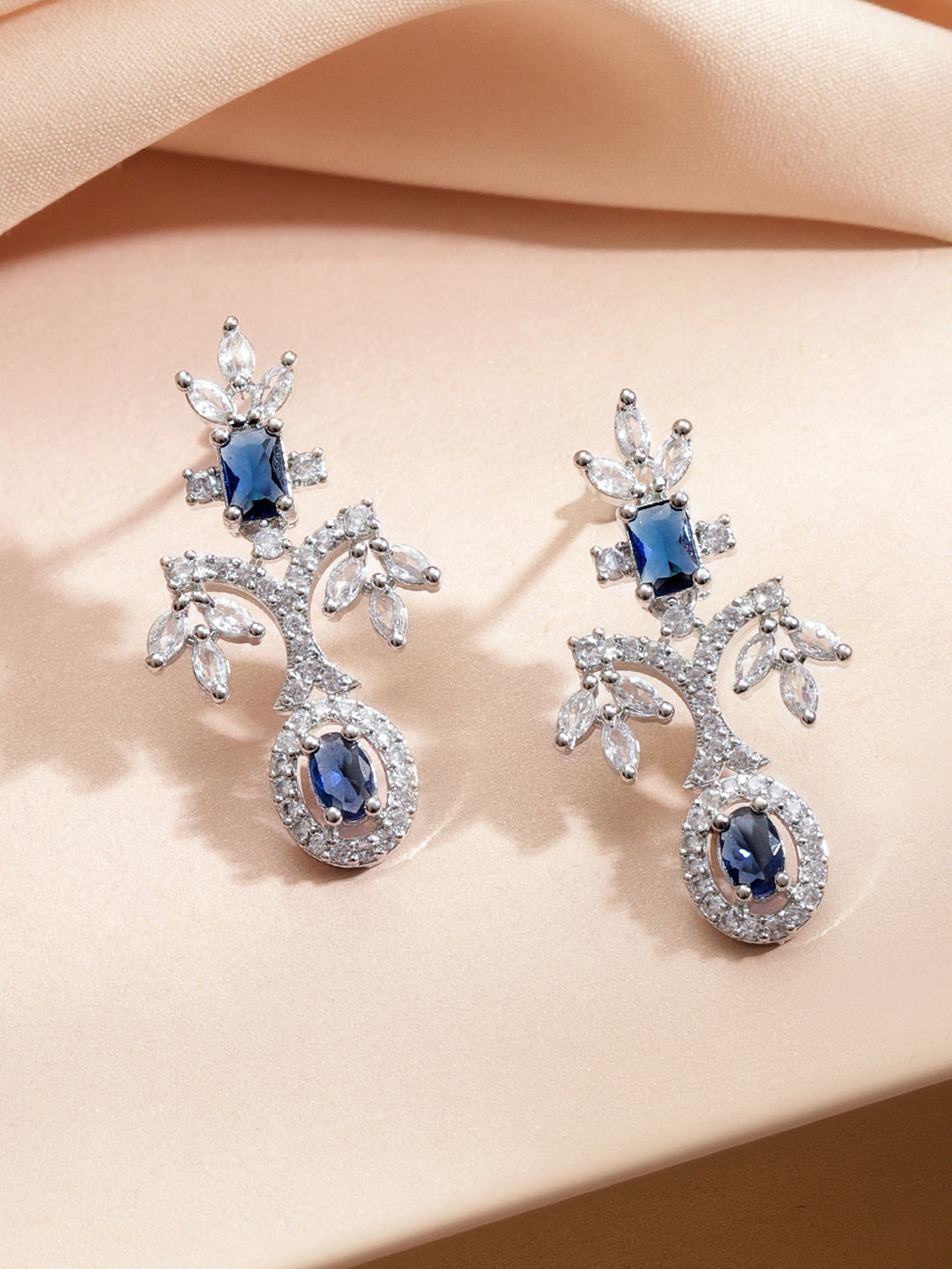 Blue American Diamond Zirconia Necklace Set