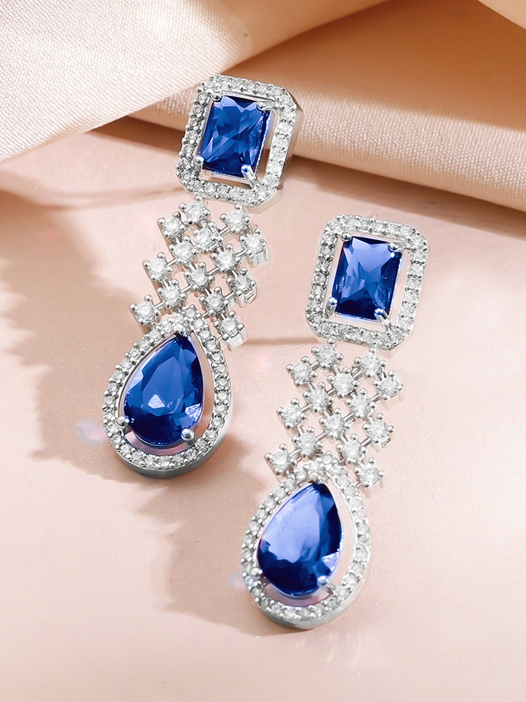 Dazzling Blue American Diamond Zirconia Necklace Set
