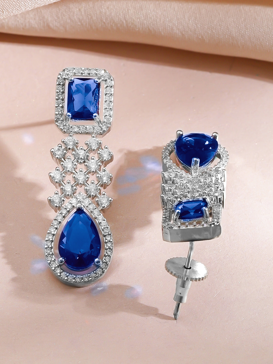 Dazzling Blue American Diamond Zirconia Necklace Set