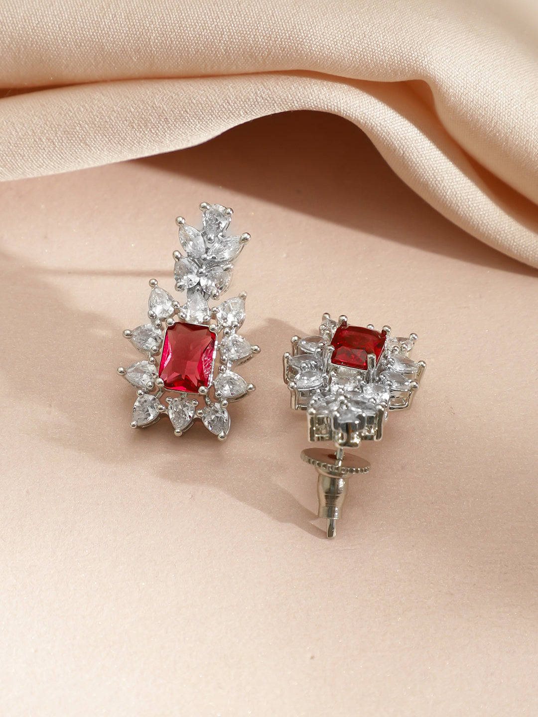 American Diamond Zirconia Red Cubic Necklace Set