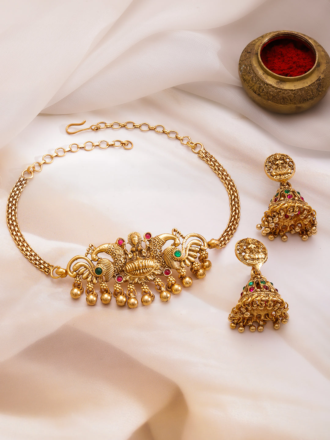 Lakshmi Mandir Temple Necklace Set