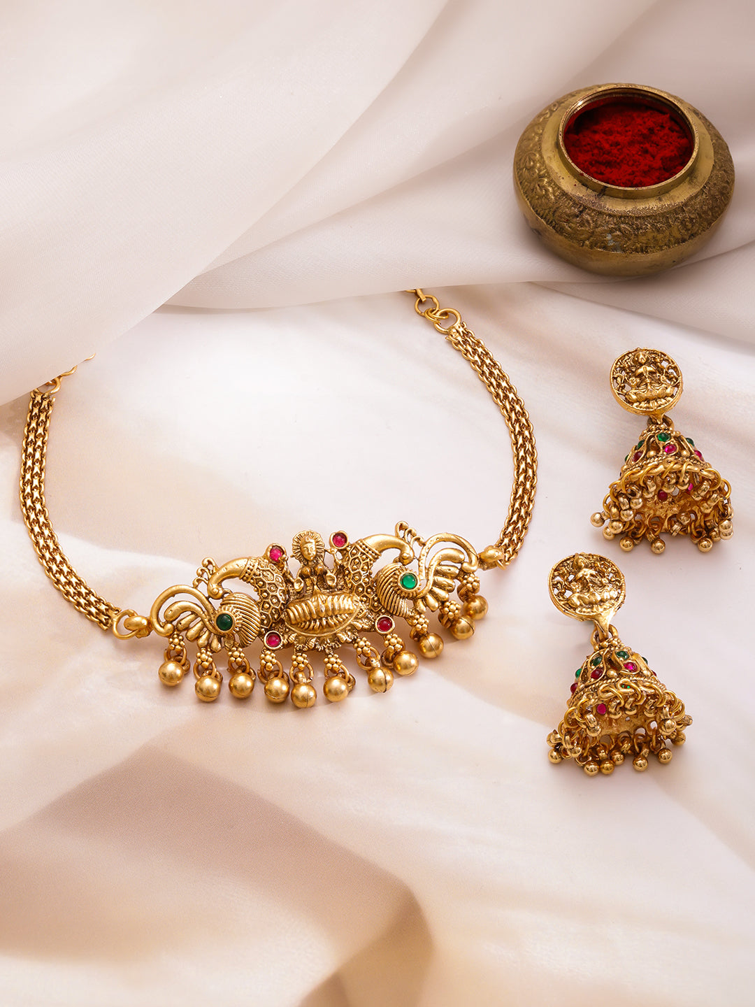 Lakshmi Mandir Temple Necklace Set