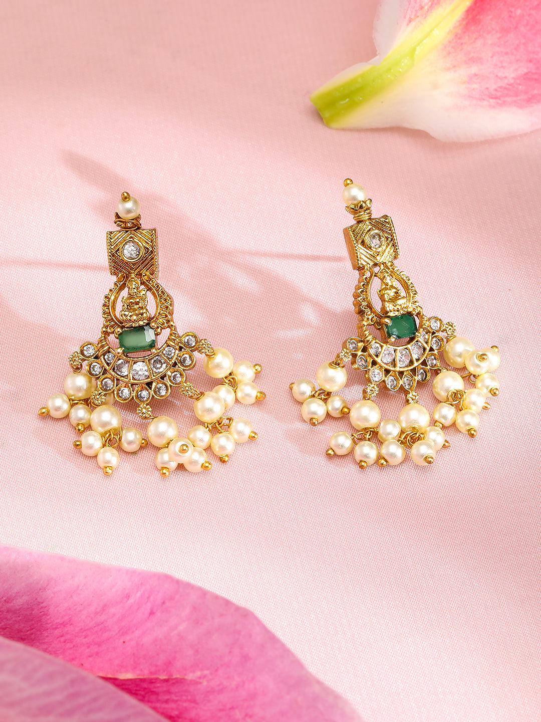 Pearl Beaded Temple Necklace Set