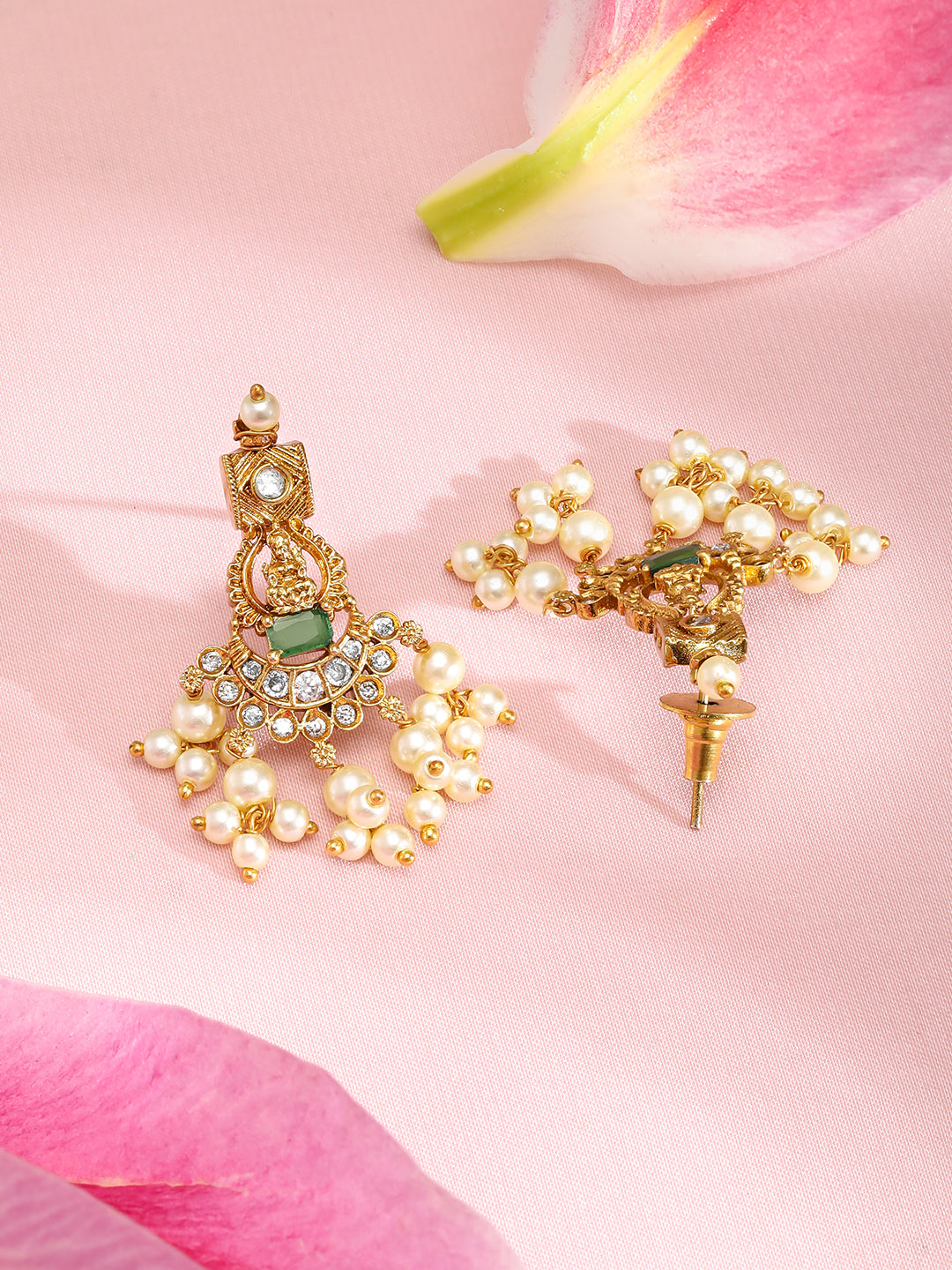 Pearl Beaded Temple Necklace Set