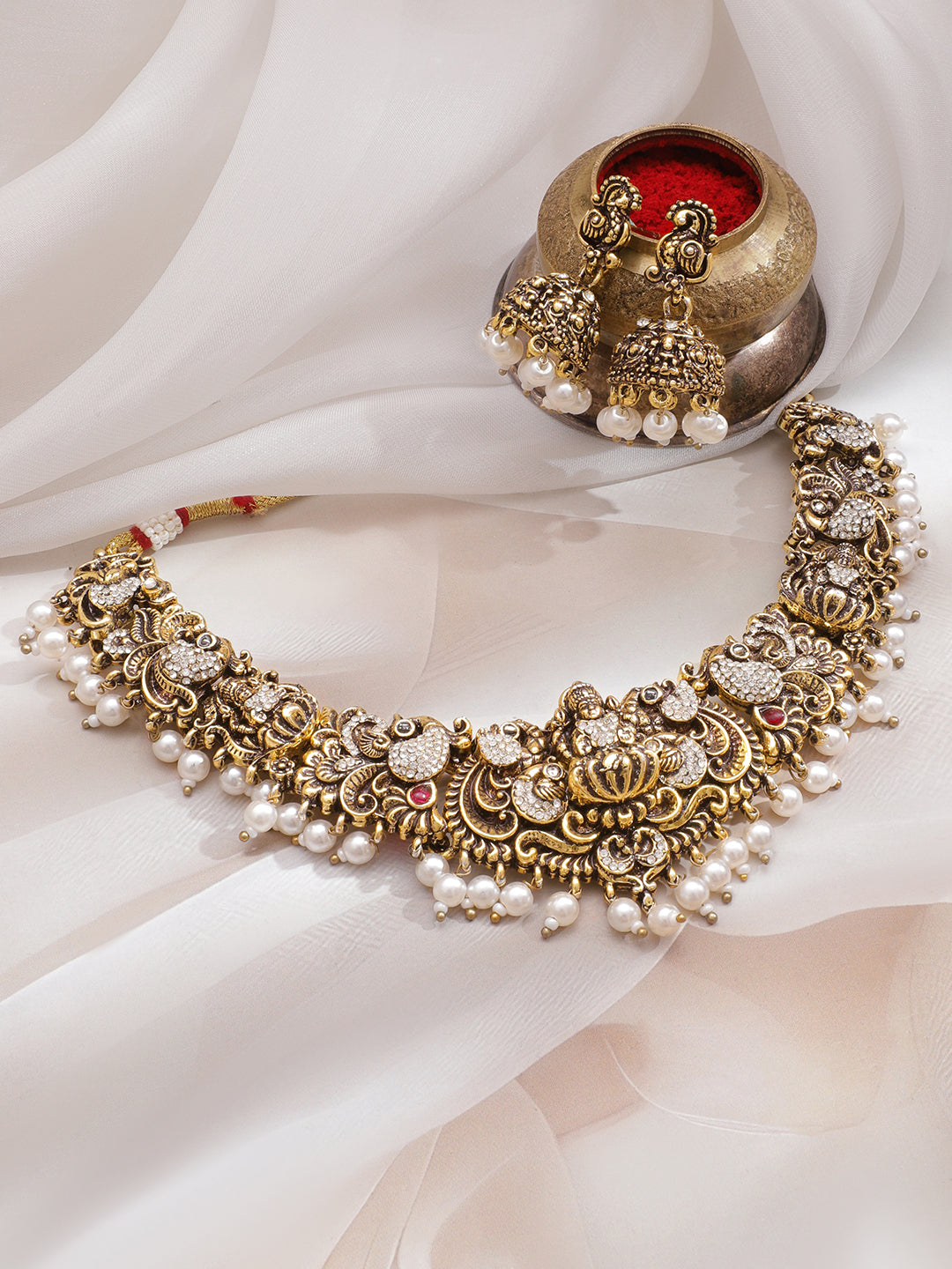 Laxmi Motif American Diamond Zirconia Necklace Set