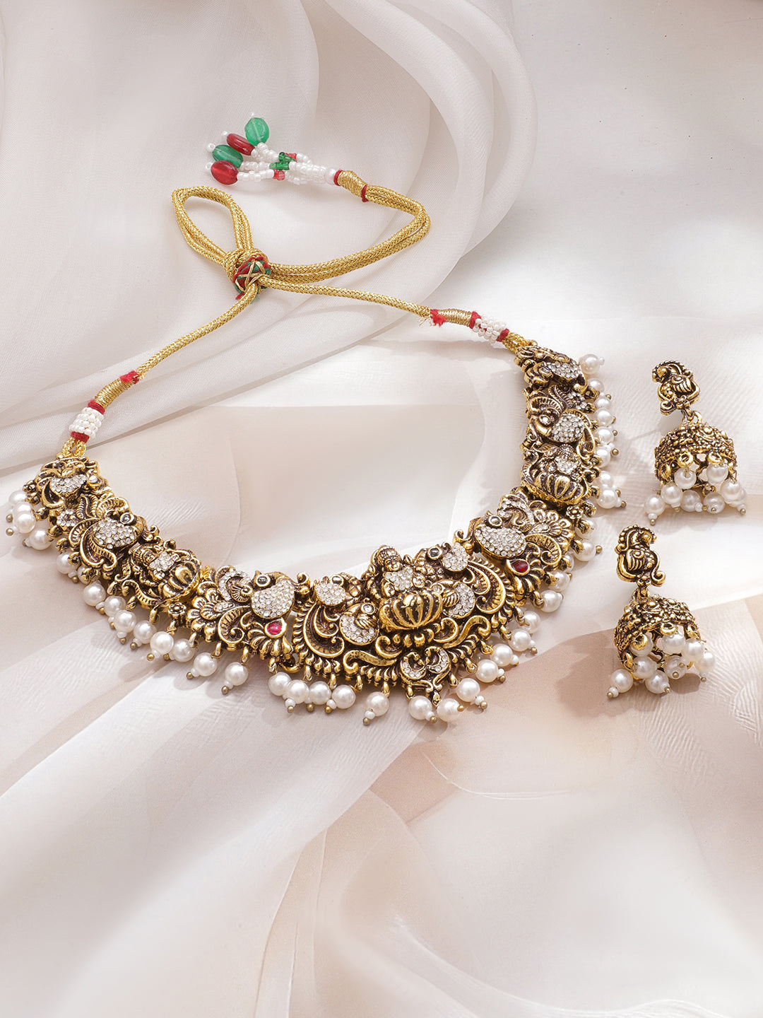 Laxmi Motif American Diamond Zirconia Necklace Set