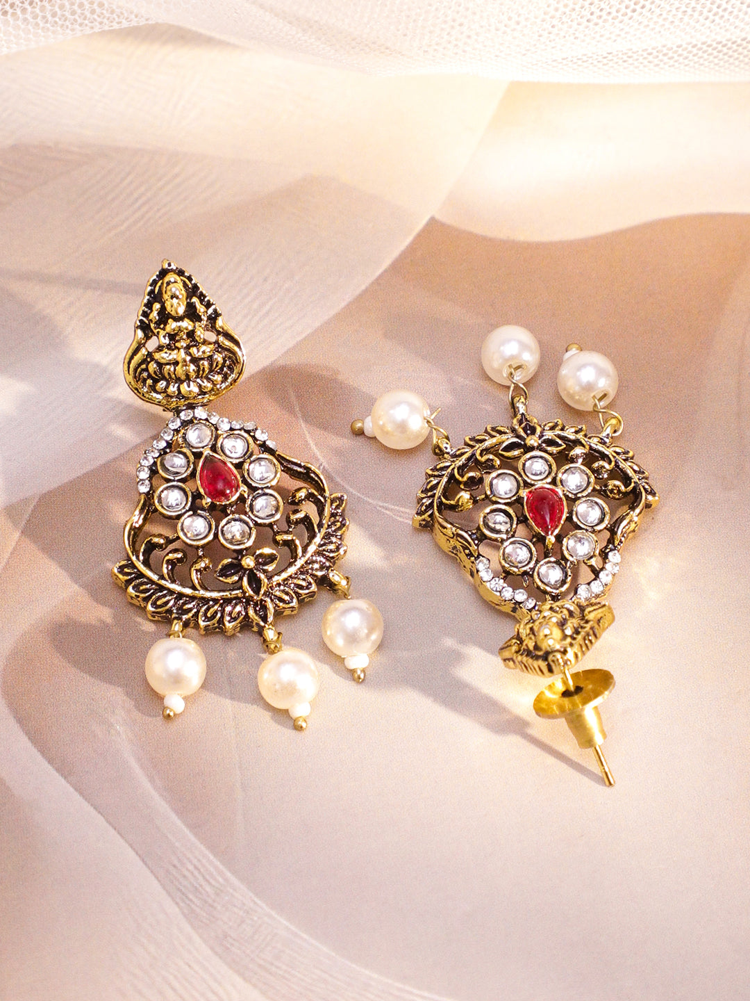 Laxmi Motif Kundan Pearl Necklace Set