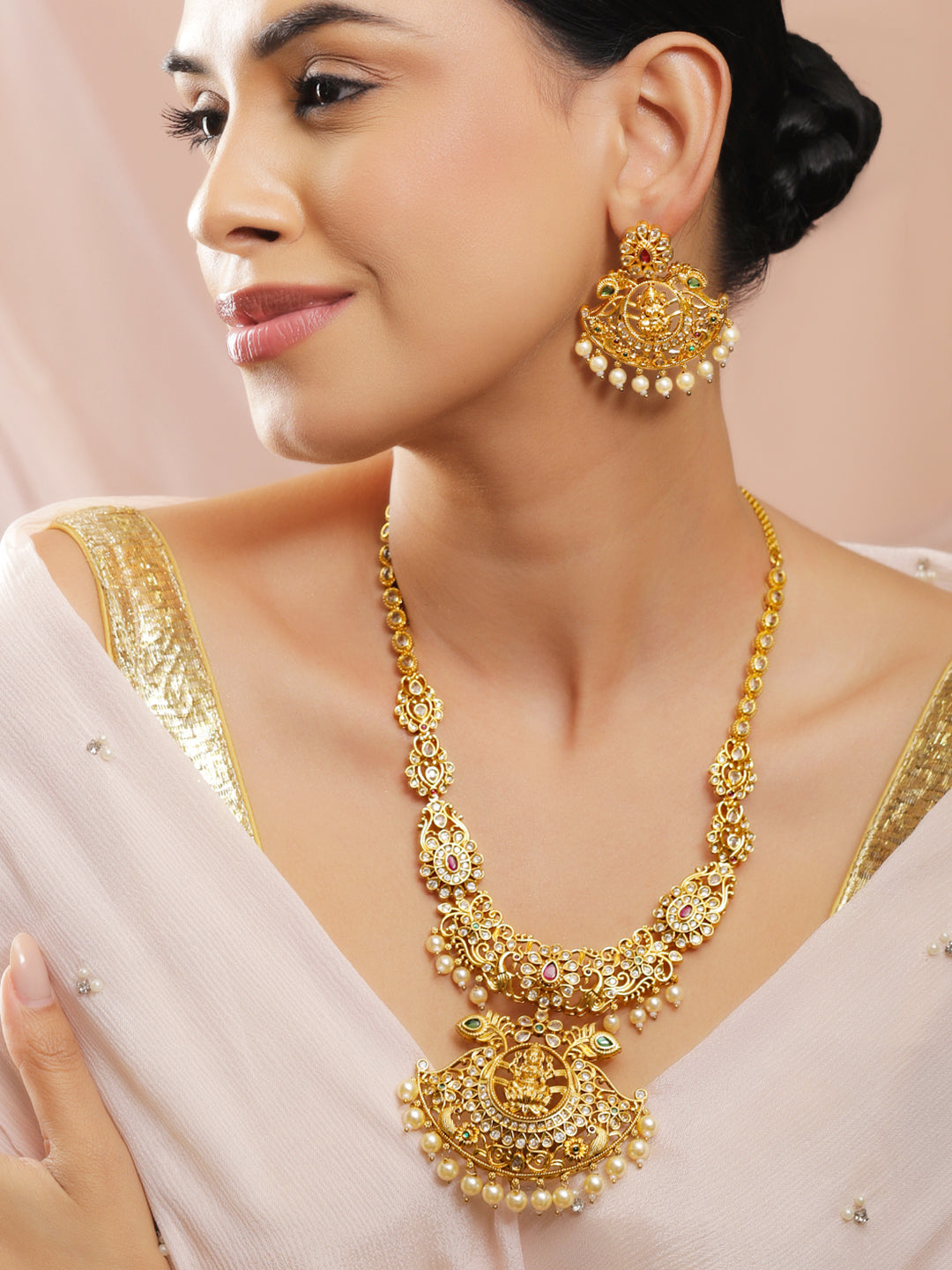 Lakshmi Glow Temple Necklace Set