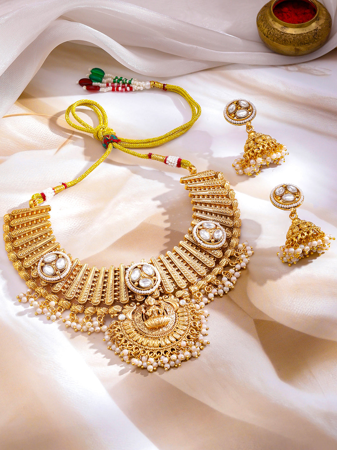 Devotional Glam Lakshmi Temple Necklace Set