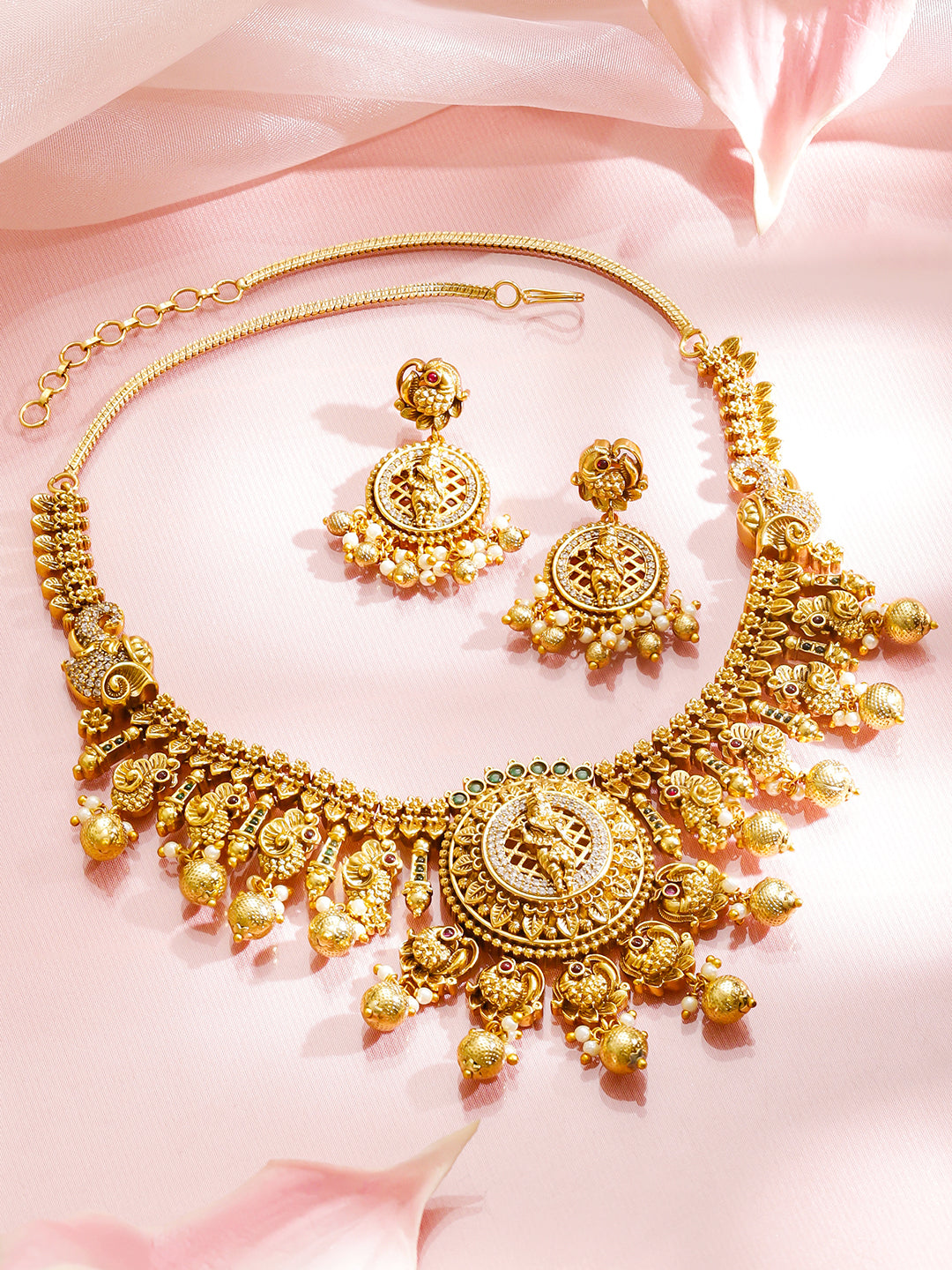 Lord Krishna Temple Necklace Set