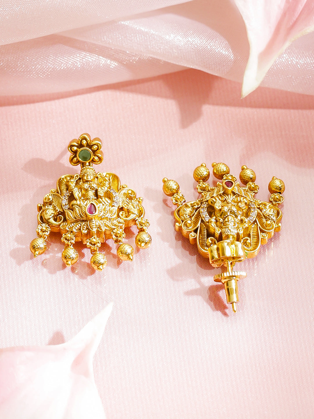 Lakshmi Idol Green & Pink Necklace Set