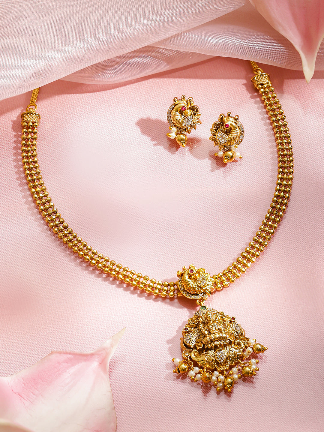 Lakshmi Spark Temple Necklace Set