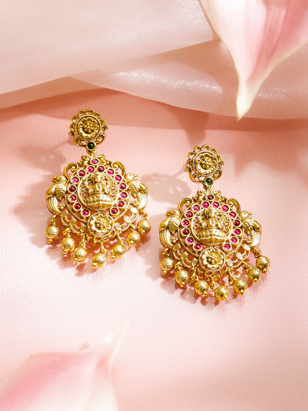 Pink & Green Blessings Lakshmi Necklace Set