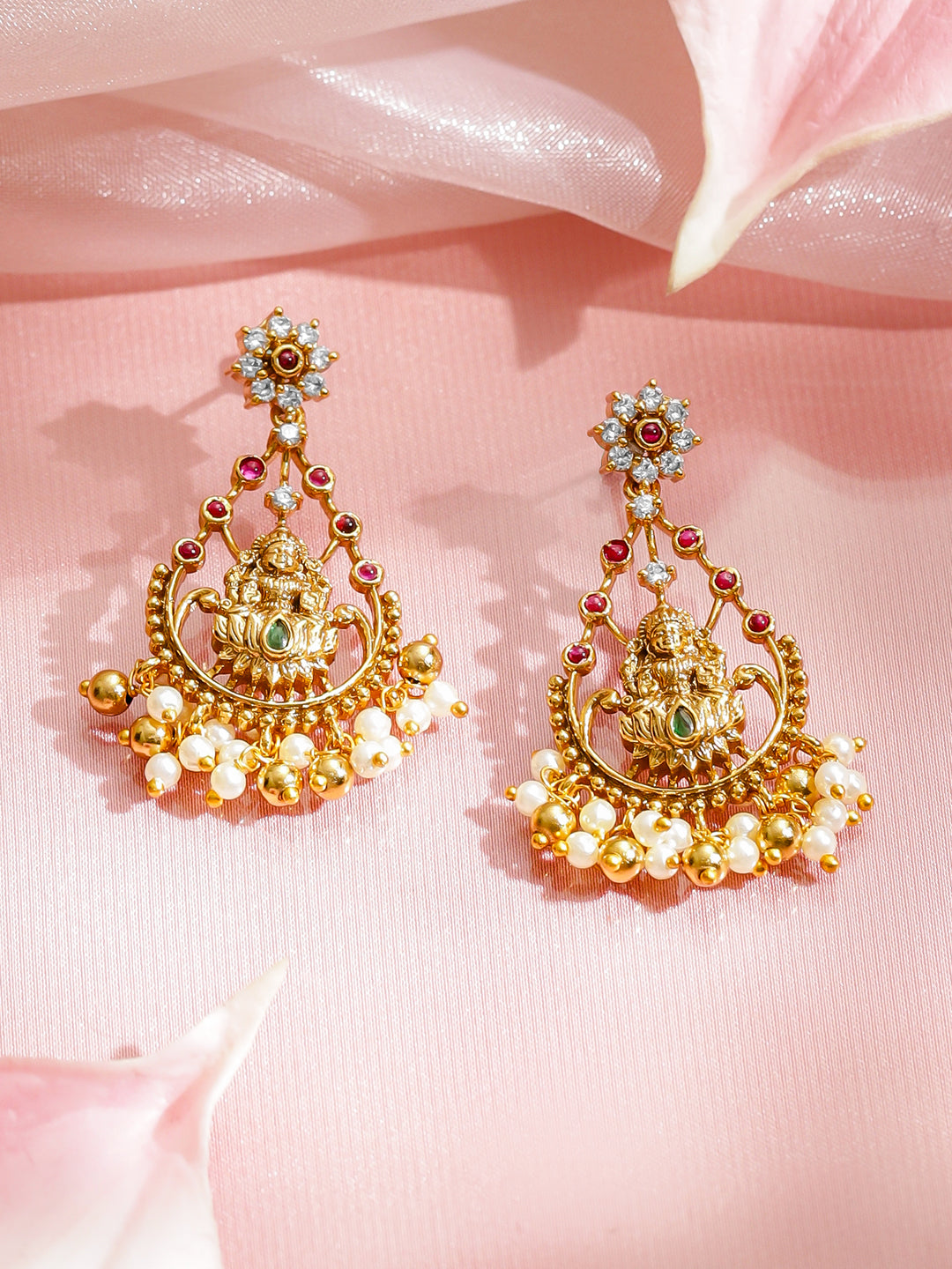 Pink-Green Spark Lakshmi Necklace Set