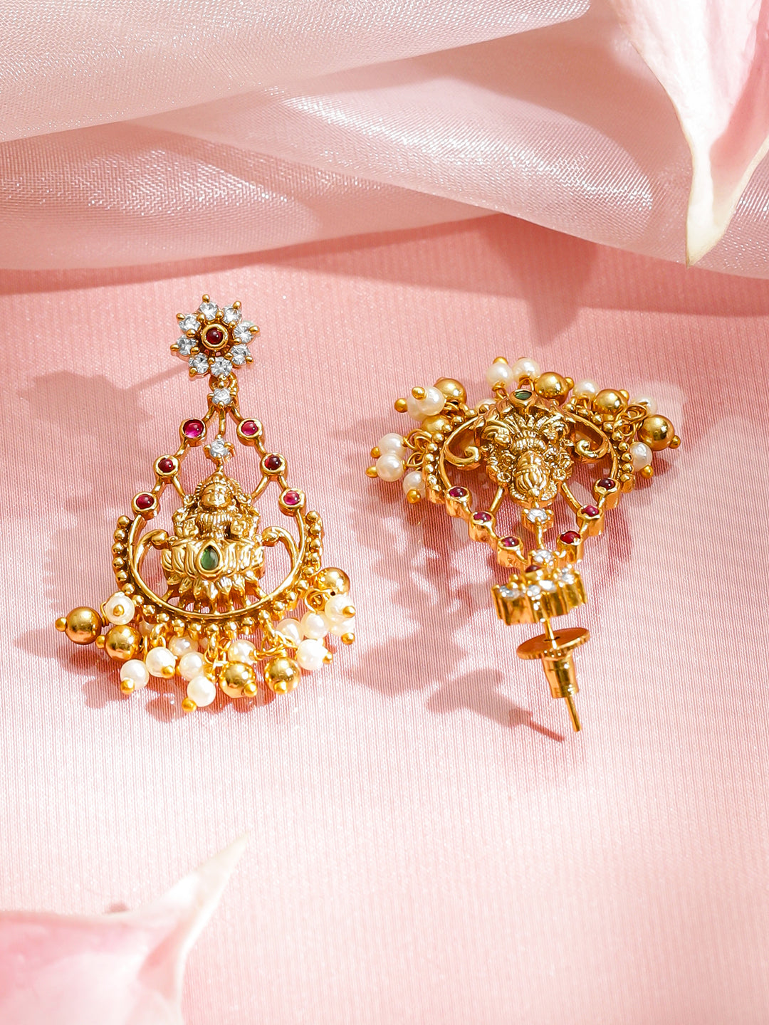 Pink-Green Spark Lakshmi Necklace Set
