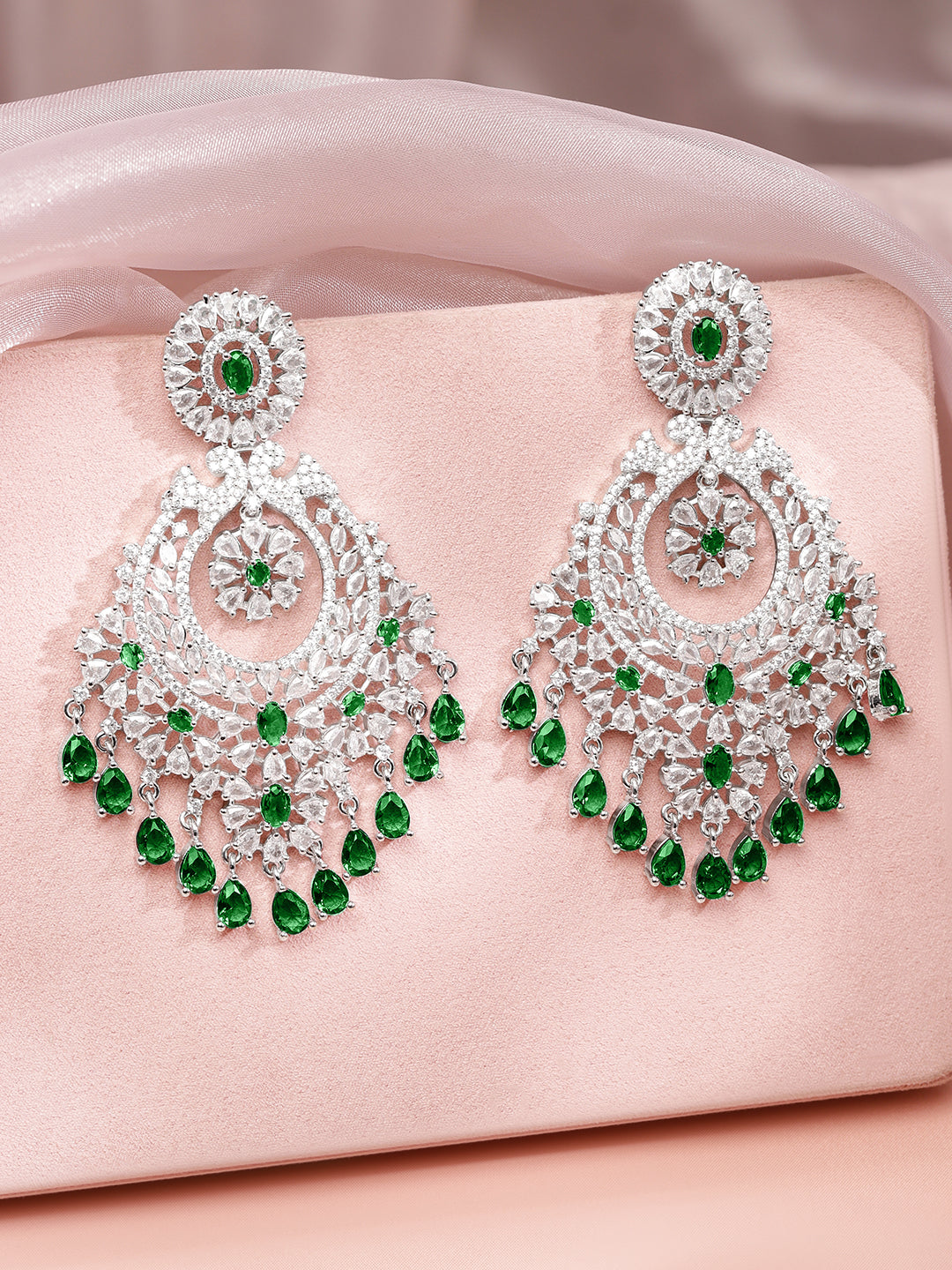 Emerald Blooms in Motion Danglers