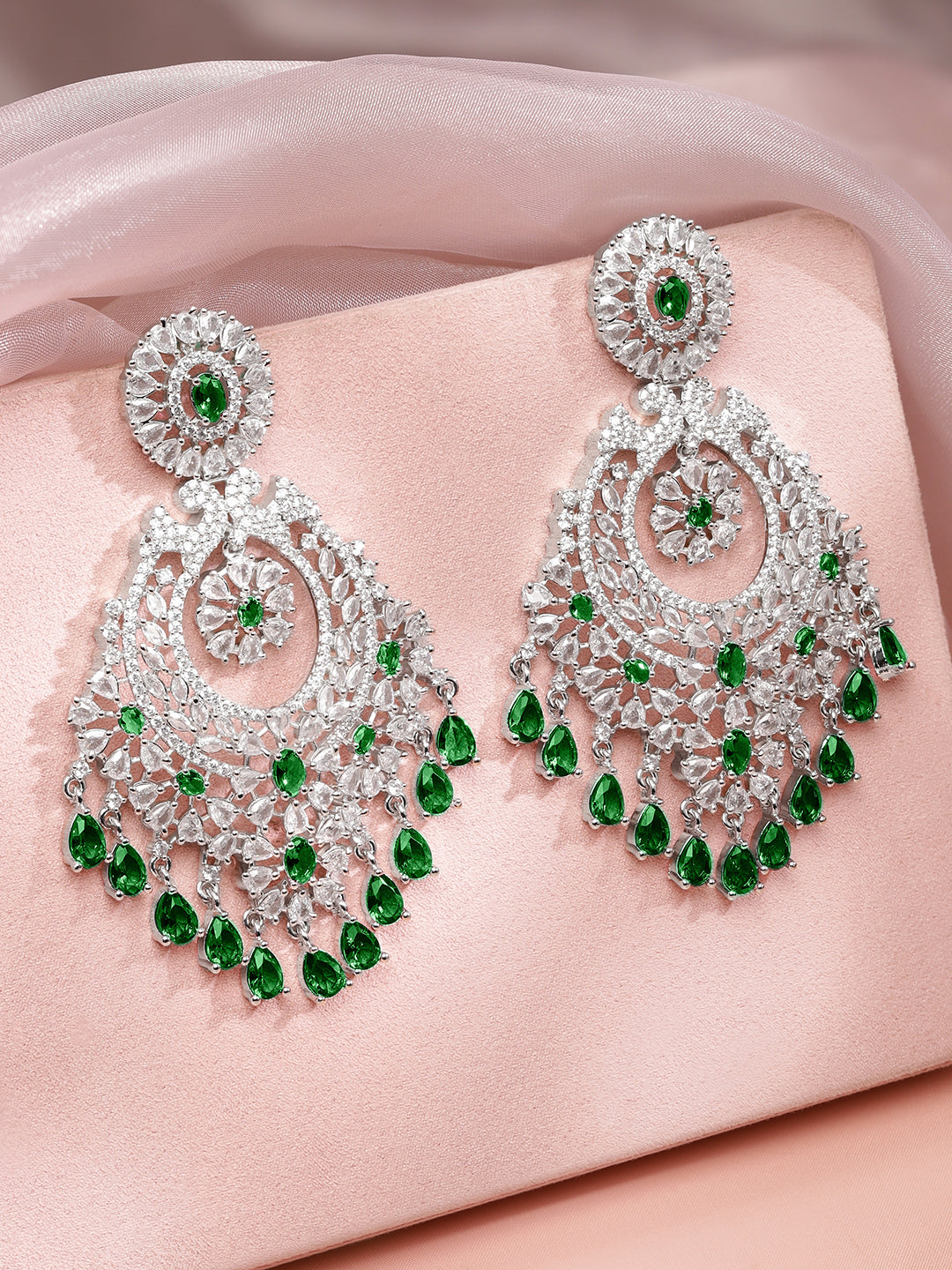 Emerald Blooms in Motion Danglers
