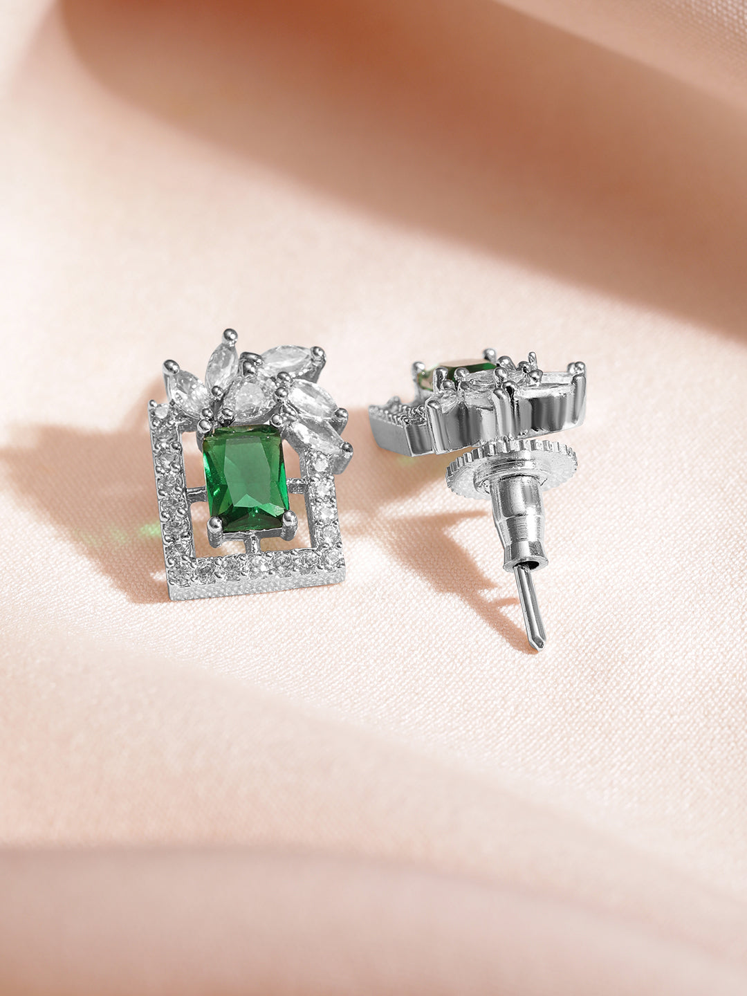 Green Floral Geo Shaped Studs