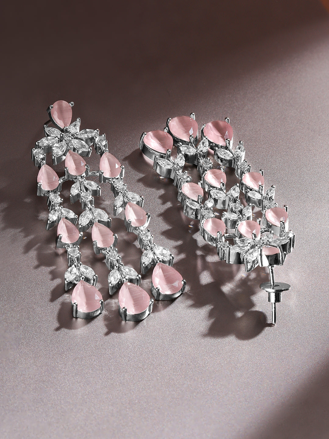 Dreamy Pink Crystal American Diamond Zirconia Danglers