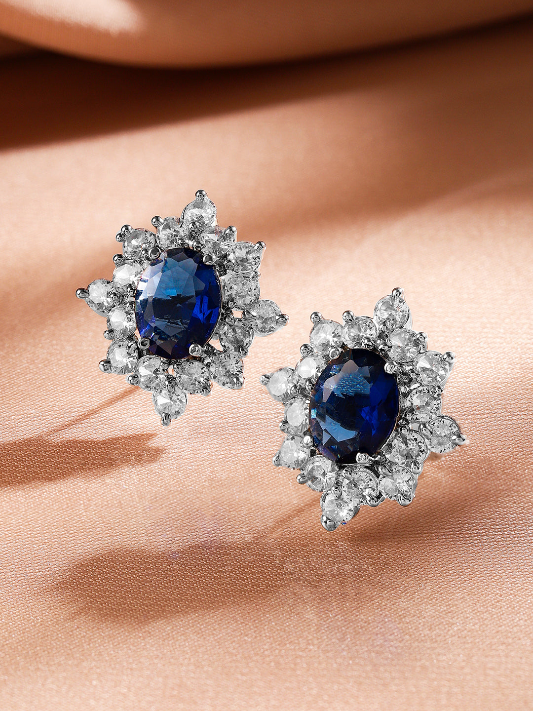 Polished Glow Blue American Diamond Zirconia Studs