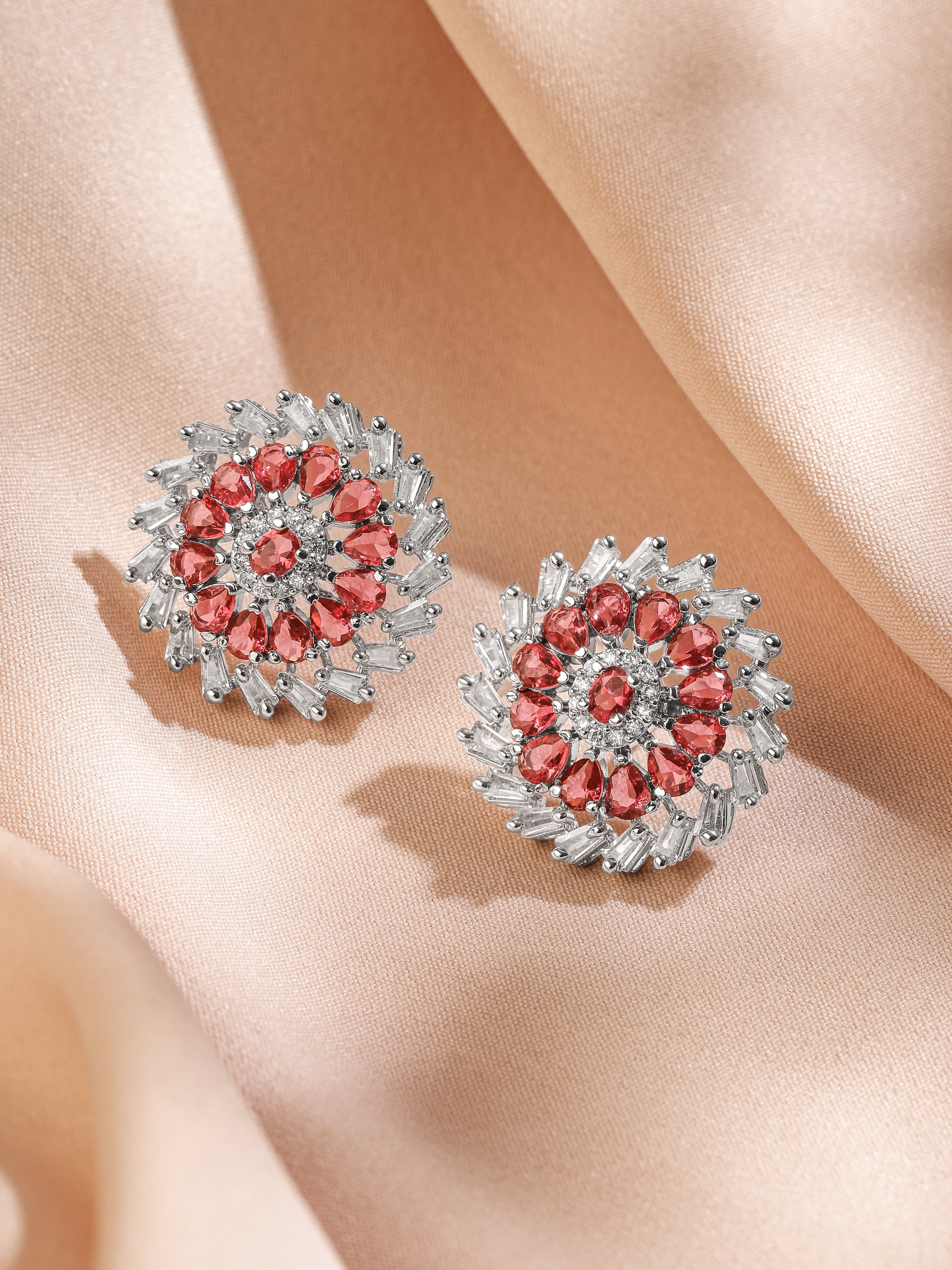 Ruby Royale Bloom Stud Earrings