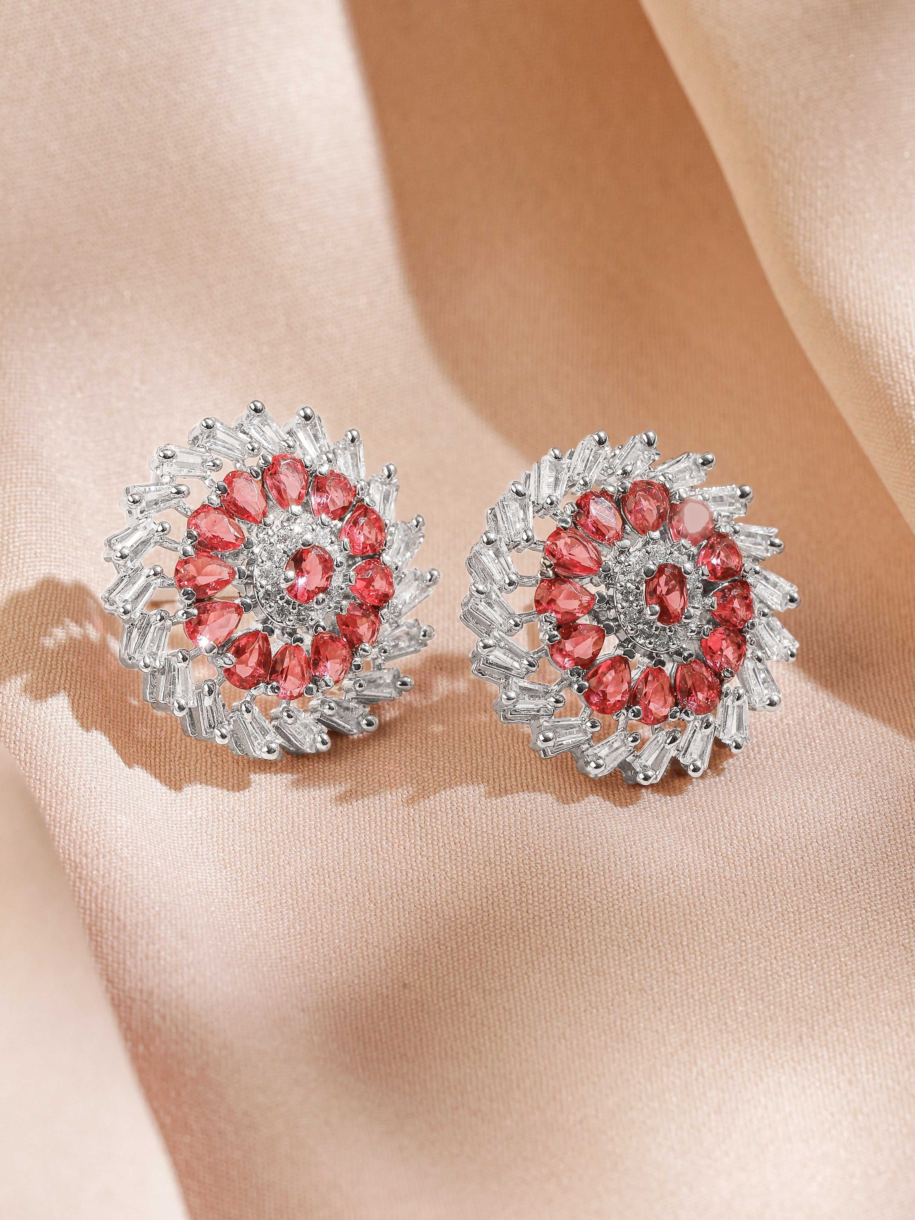 Ruby Royale Bloom Stud Earrings