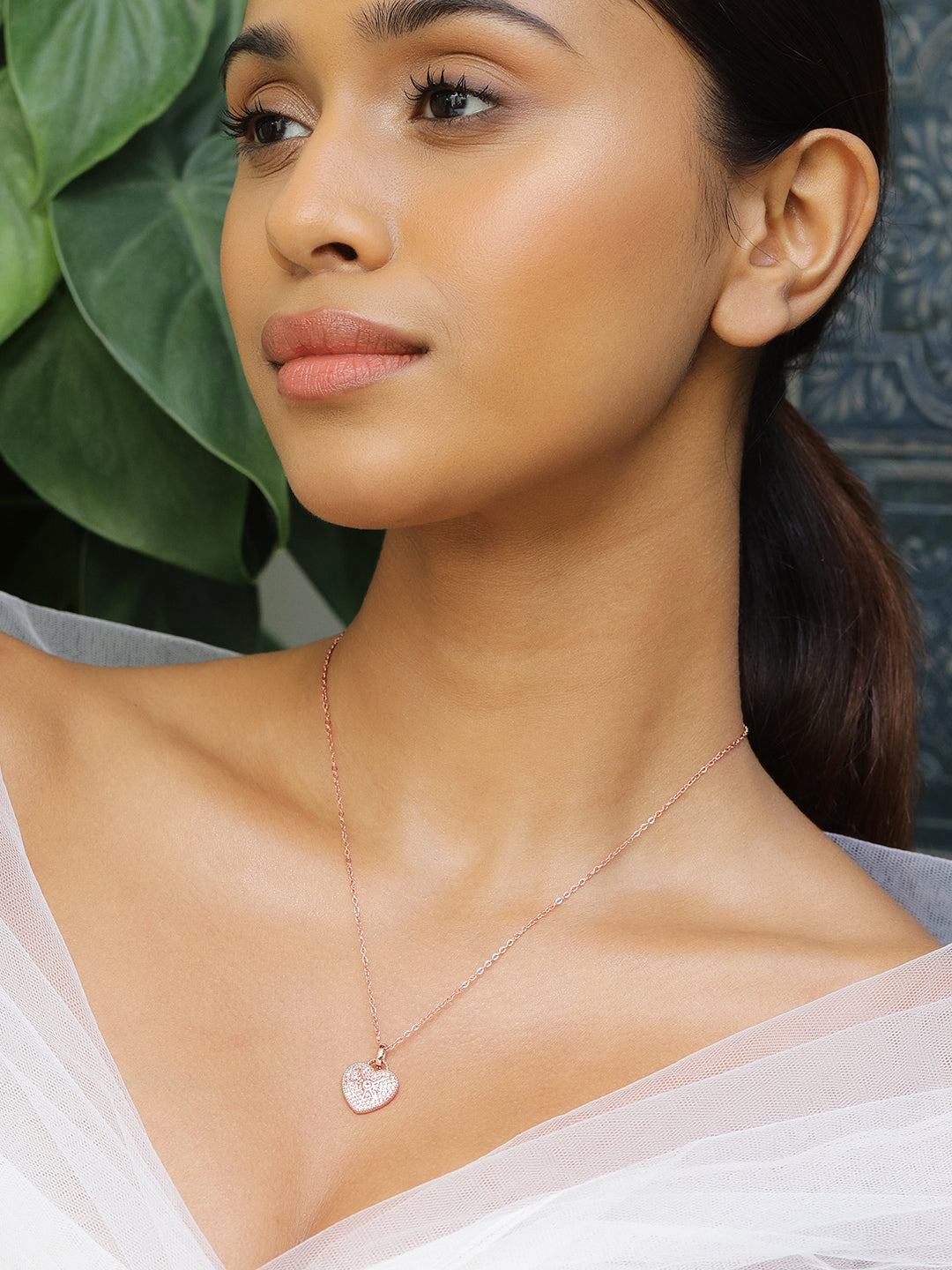 Heartfelt Elegance American Diamond Zirconia Pendant Necklace