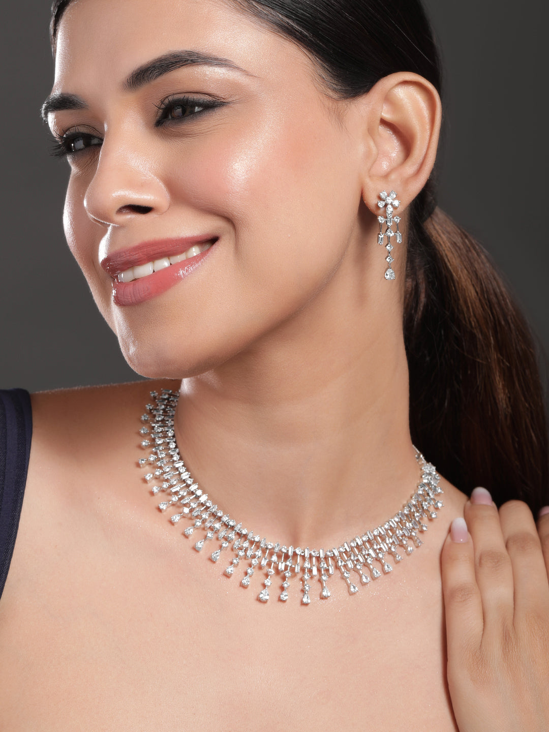 American Diamond Zirconia Necklace Set