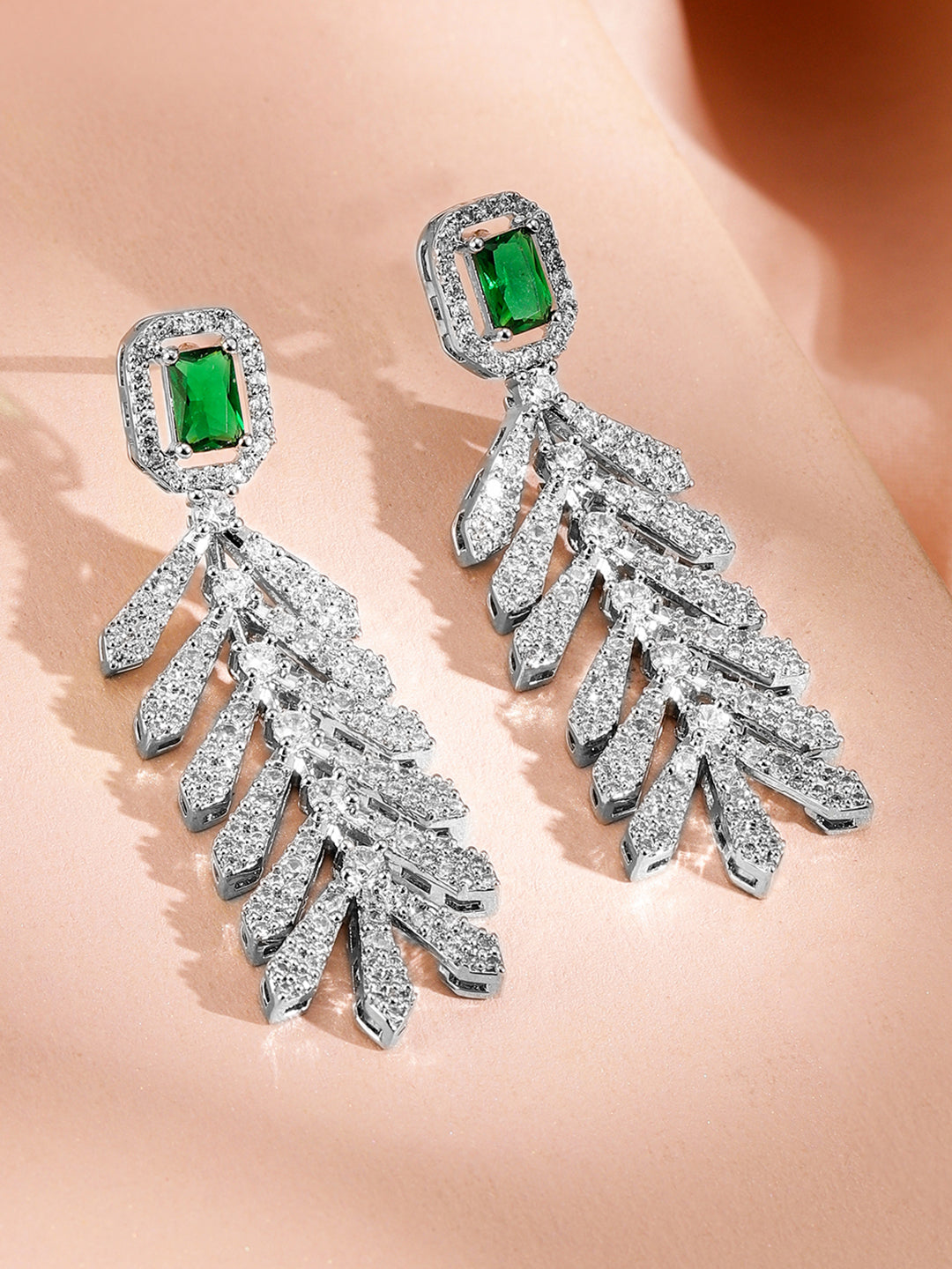 Green Accented American Diamond Zirconia Necklace Set