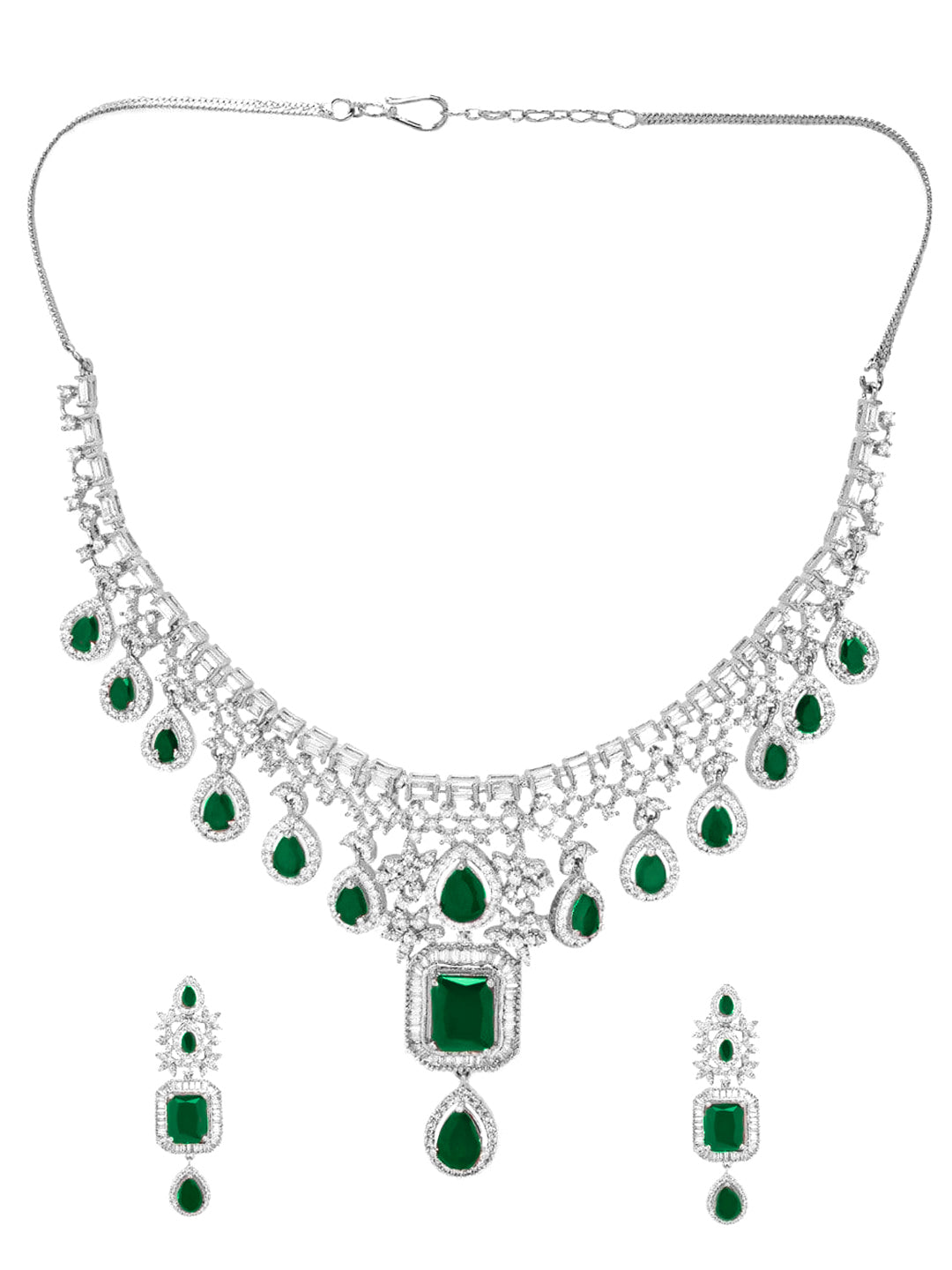 Green American Diamond Zirconia Studded Necklace Set