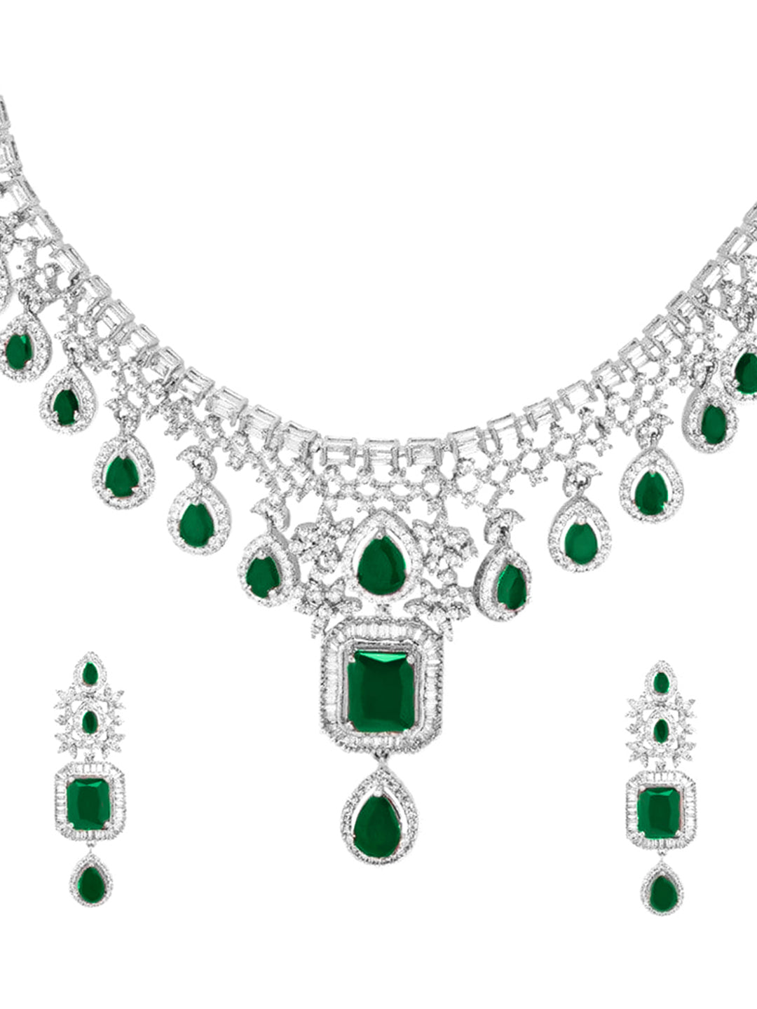 Green American Diamond Zirconia Studded Necklace Set