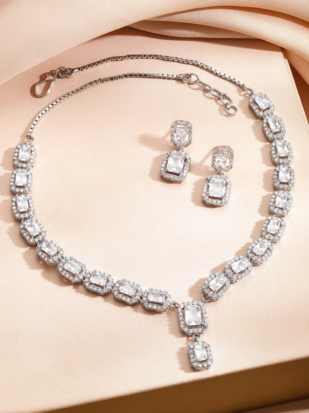 Forever Shine White American Diamond Zirconia Necklace Set