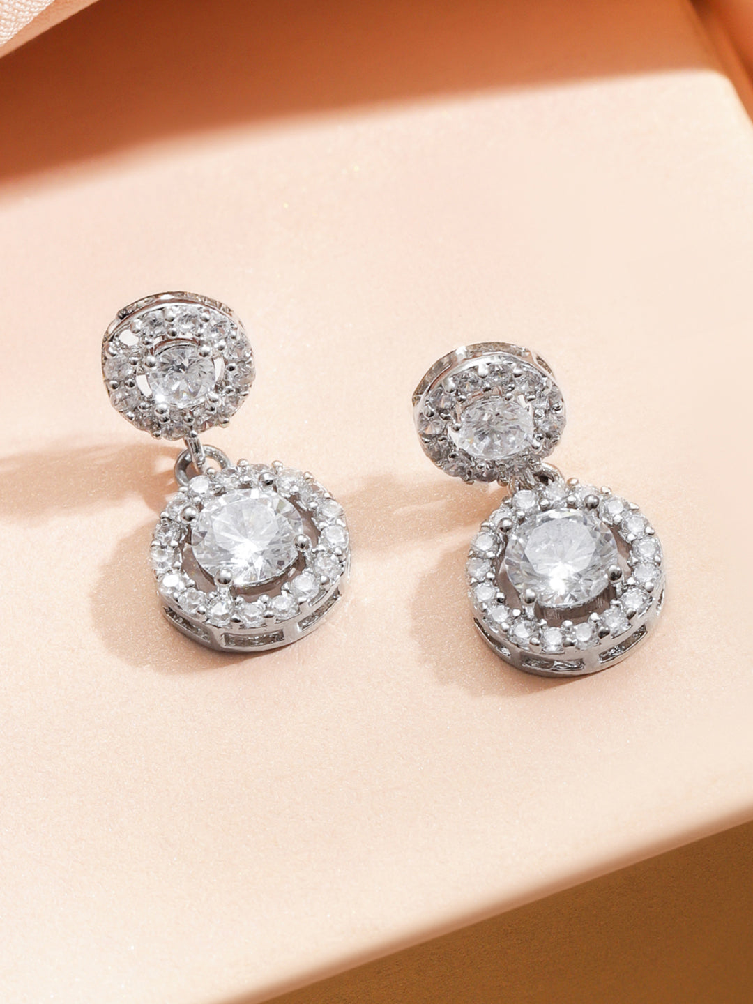 Solitaire Shine American Diamond Zirconia Necklace Set