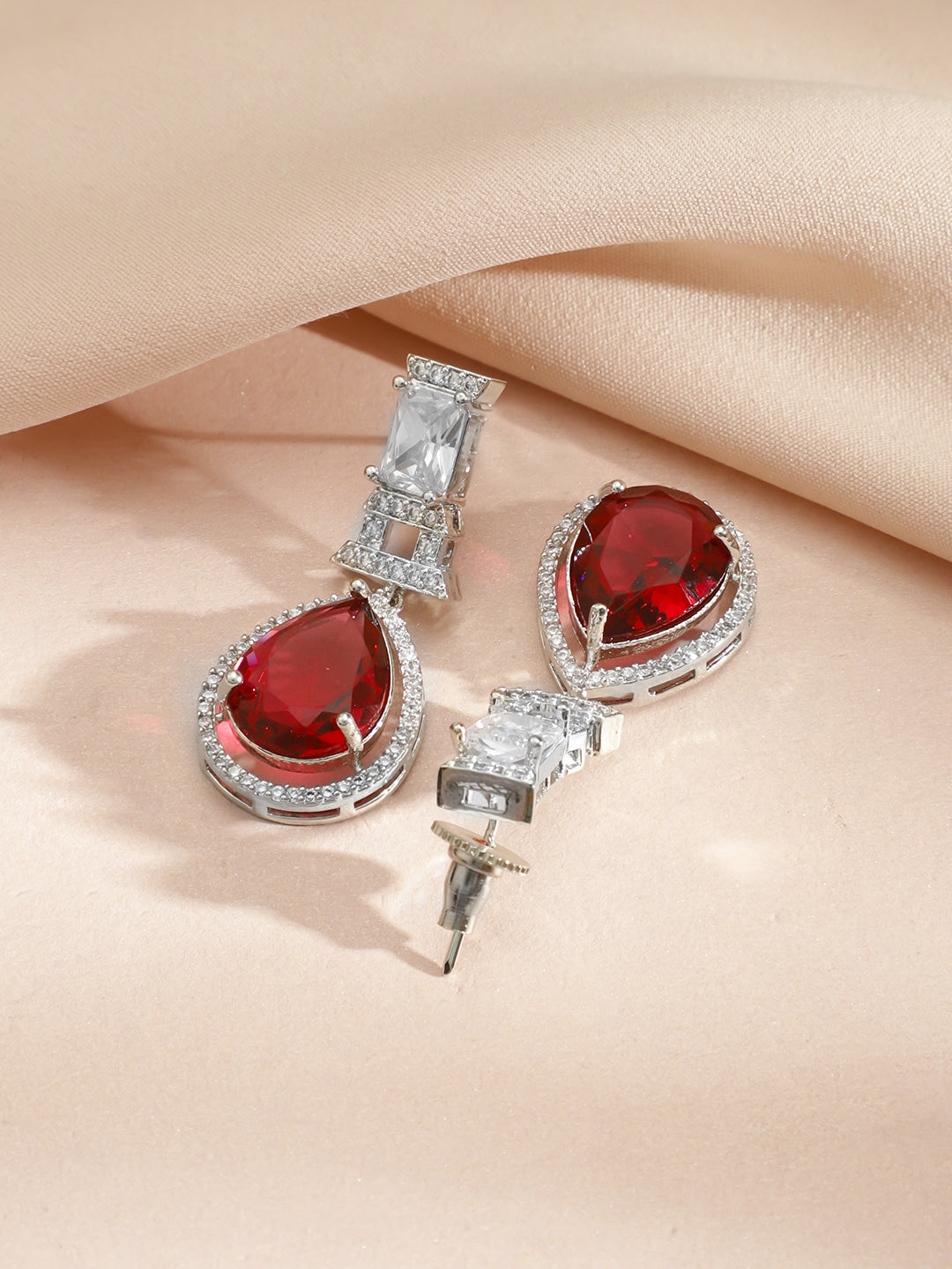 Ruby Glow American Diamond Zirconia White Necklace Set