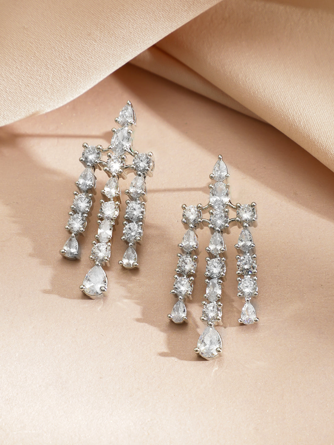 Crystal Studded White Necklace Set