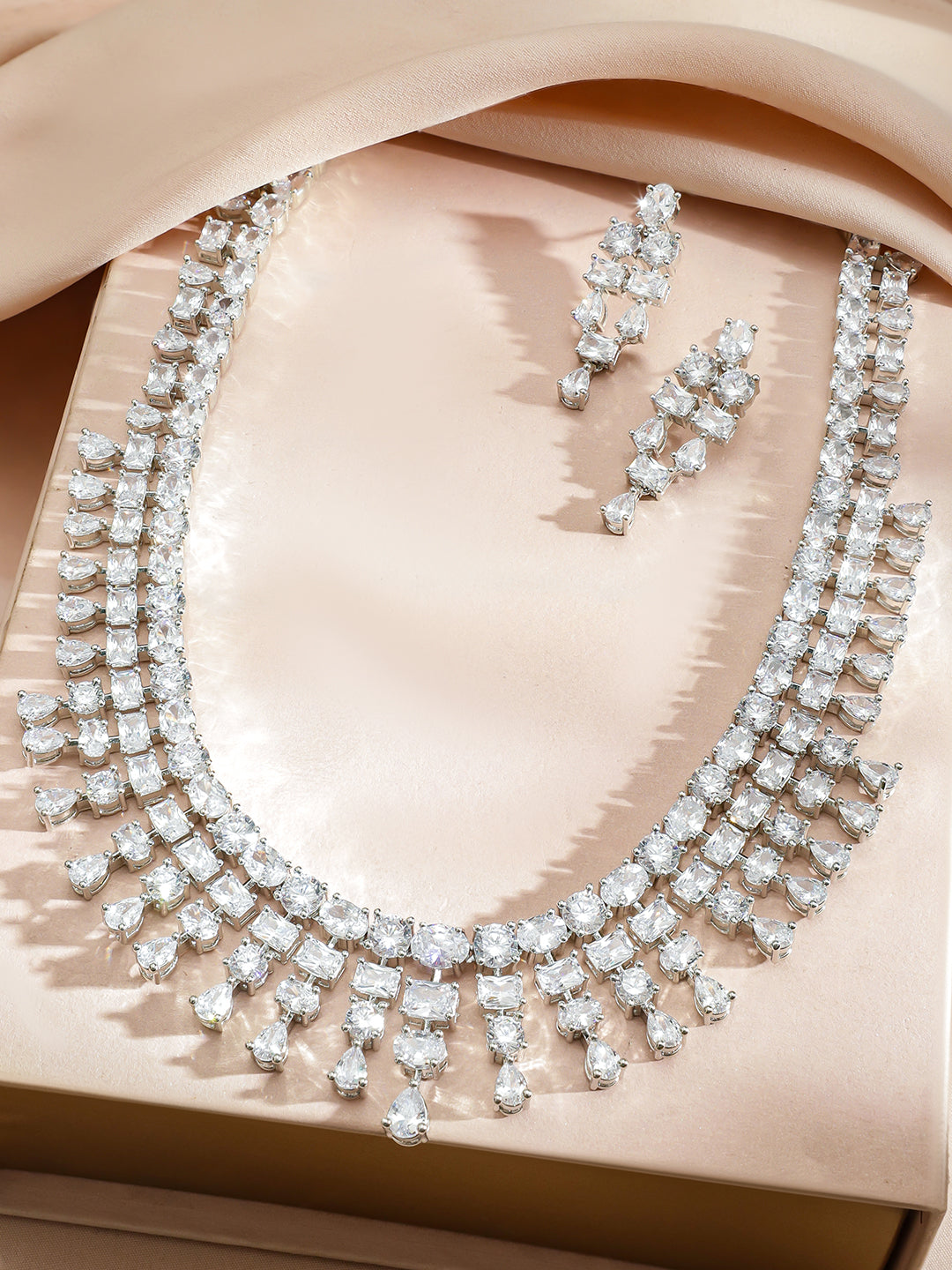 Timeless White American Diamond Crystal Necklace