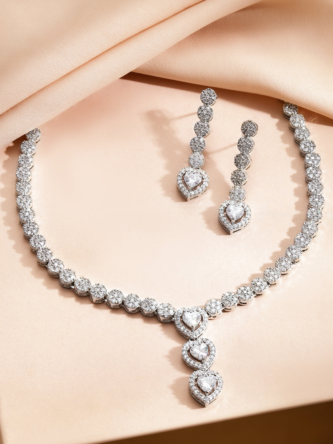 Heartline Shine American Diamond Necklace Set
